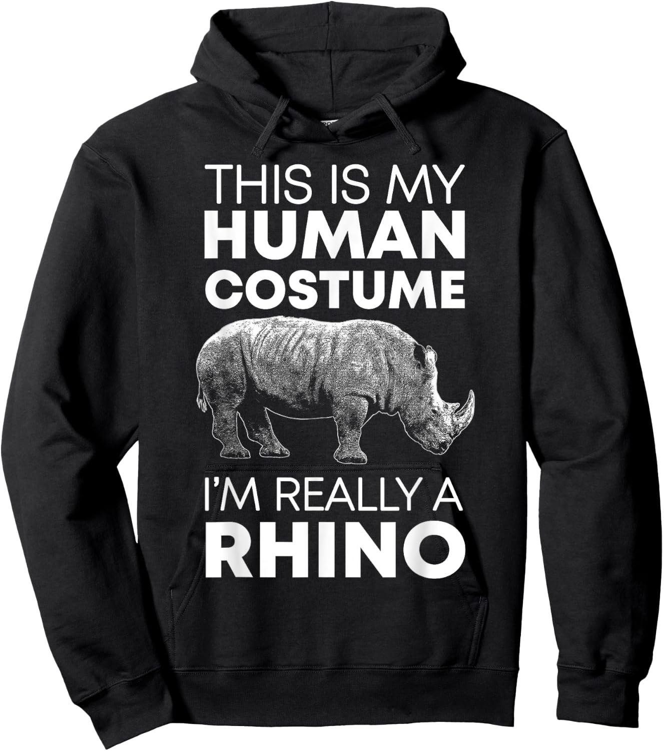 Funny Human Costume Rhino Vintage Rhinoceros Love Hoodie - Hoodie | Black