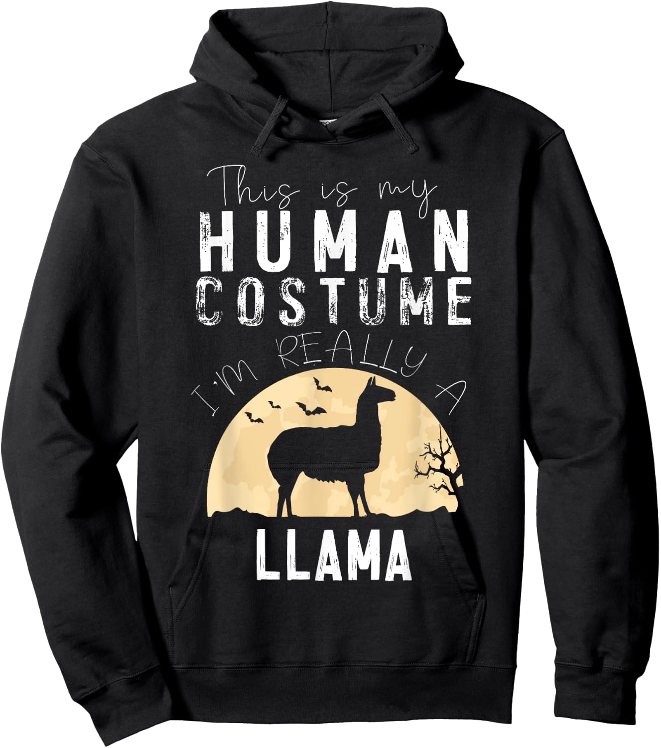 Halloween Human Costume Llama Alpaca Creepy Horror Hoodie - Hoodie | Black