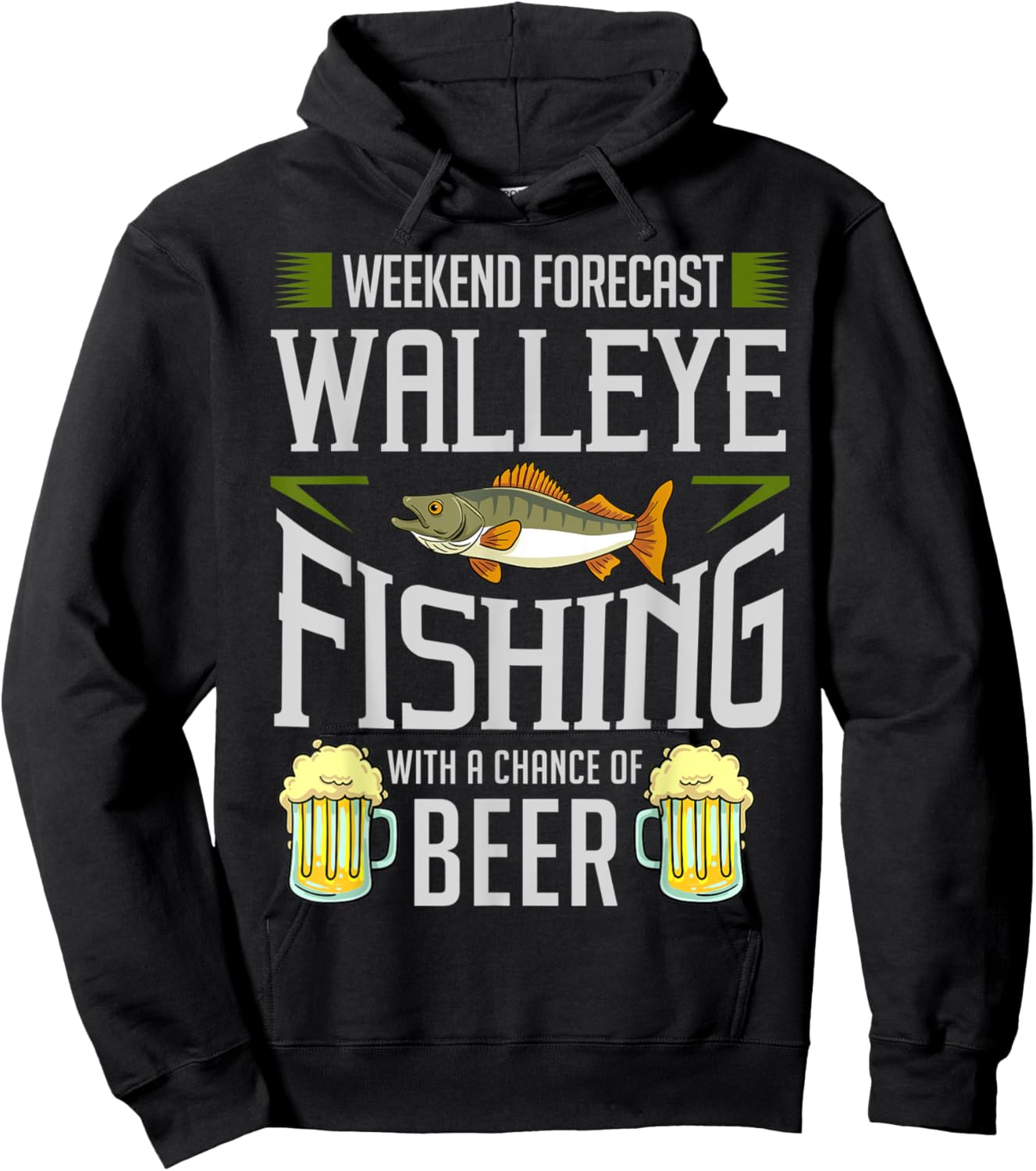 Walleye Lure Fishing Walleye Fish Beer Hoodie - Hoodie | Black