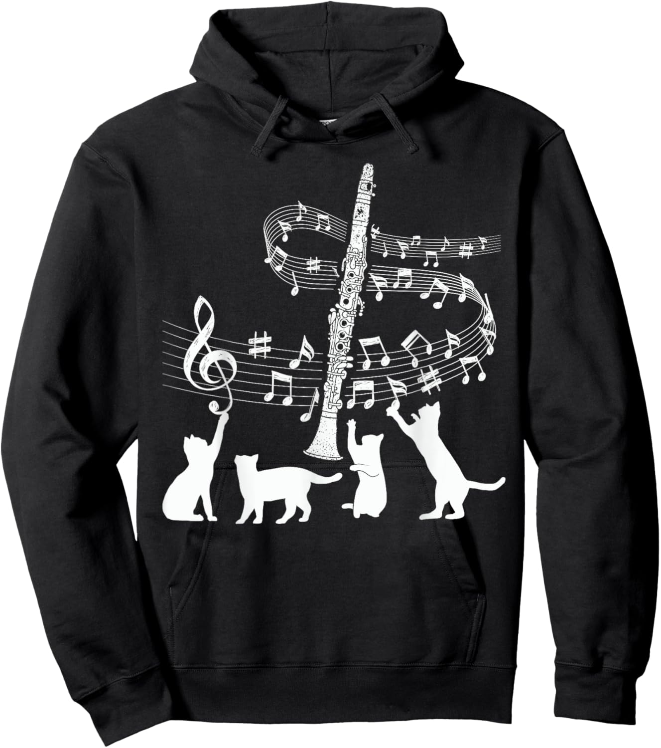 Clarinetist Cats Lover Clarinet Player Expert Musician Music Hoodie - Hoodie | Black