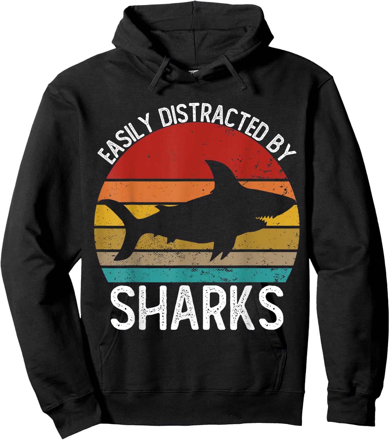 Easily Distracted By Sharks Shirts Vintage Shark Hoodie - Hoodie | Black