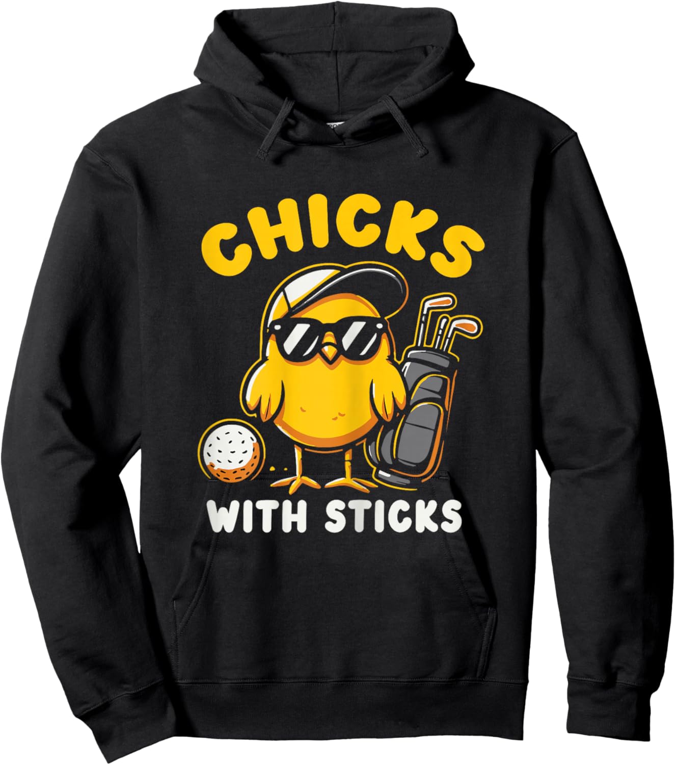 Chicks with Sticks Golfer Girl Woman Golf Club Golfing Hoodie - Hoodie | Black