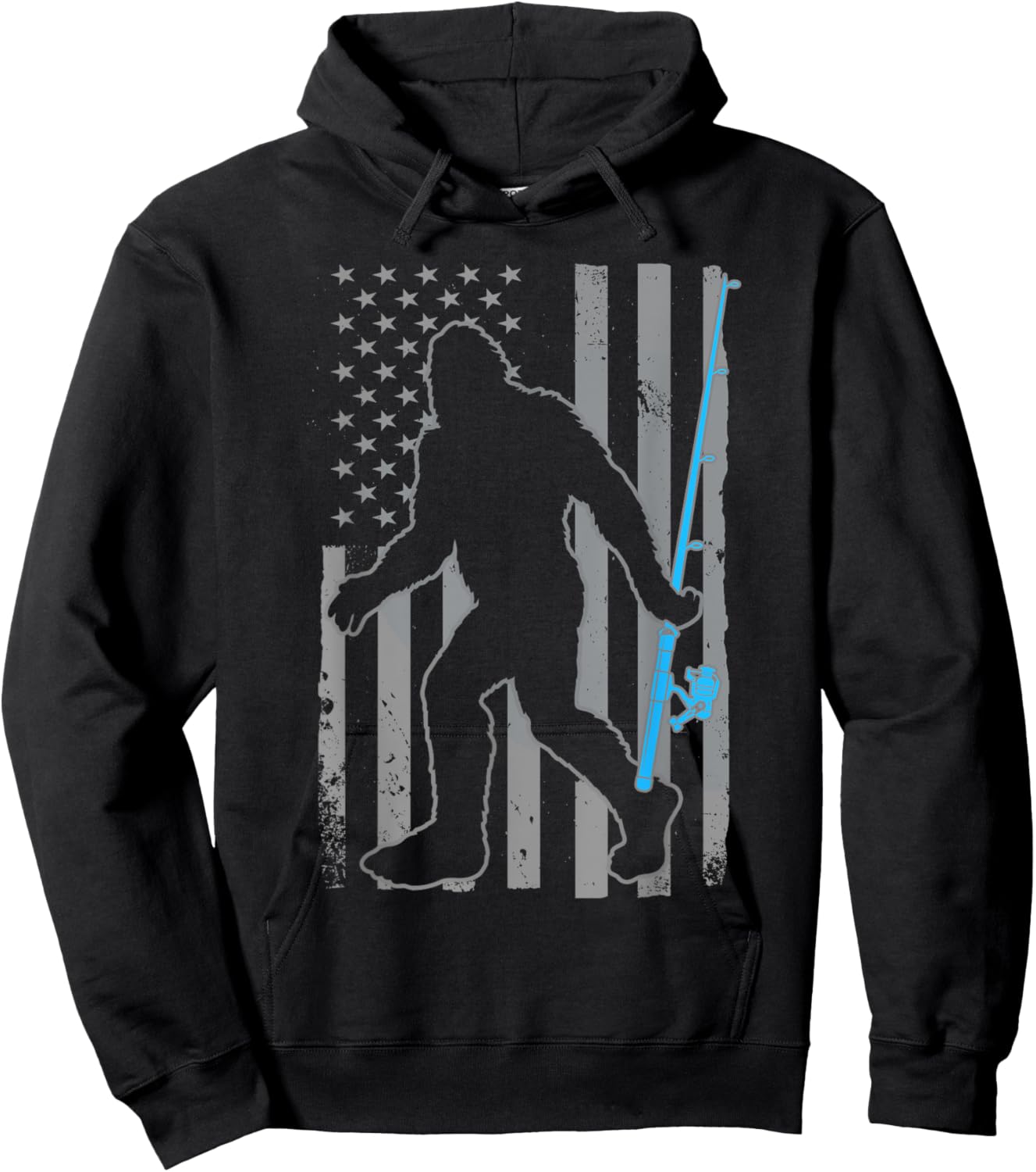 American Flag Fish Fisher Fisherman Funny Bass Fishing USA Hoodie - Hoodie | Black