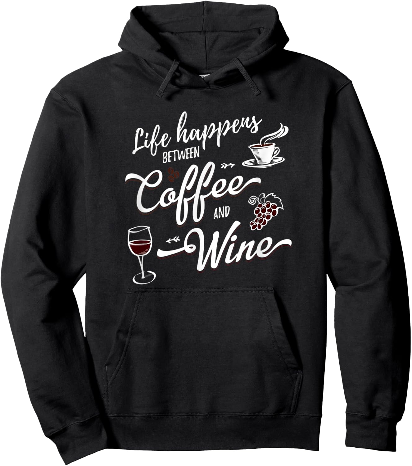 Funny Wine & Coffee Shirts With Saying Women Plus Men Hoodie - Hoodie | Black