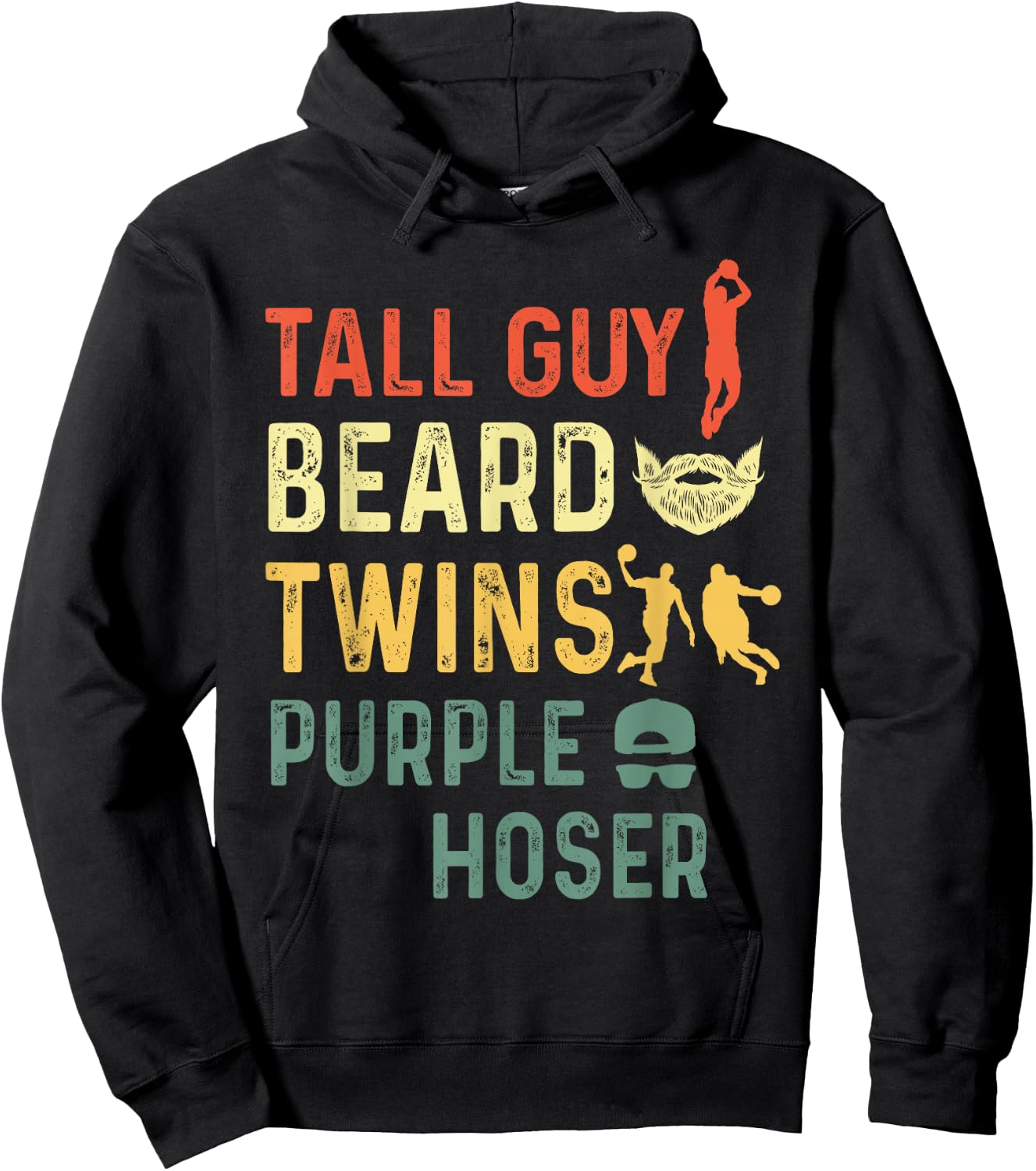 Perfect for Kids Dude-Tall Guy Beard Twins Purple Hoser Hoodie - Hoodie | Black