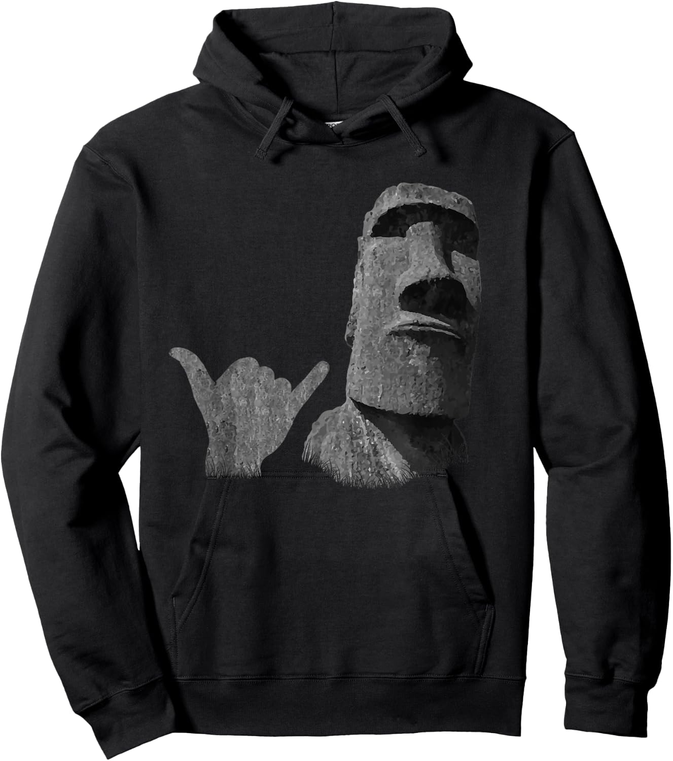 Funny Easter Island Rapa NUI Moai Statue Surfer Shaka Sign Hoodie - Hoodie | Black