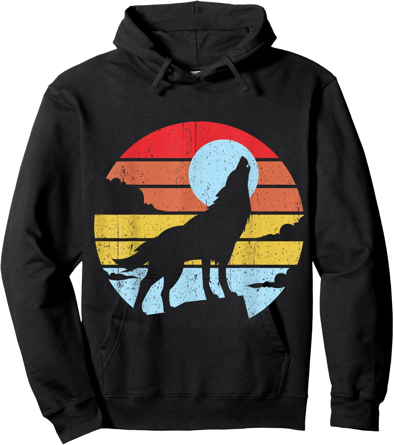 Colorful Wolf Design Wolves Moon Hoodie - Hoodie | Black