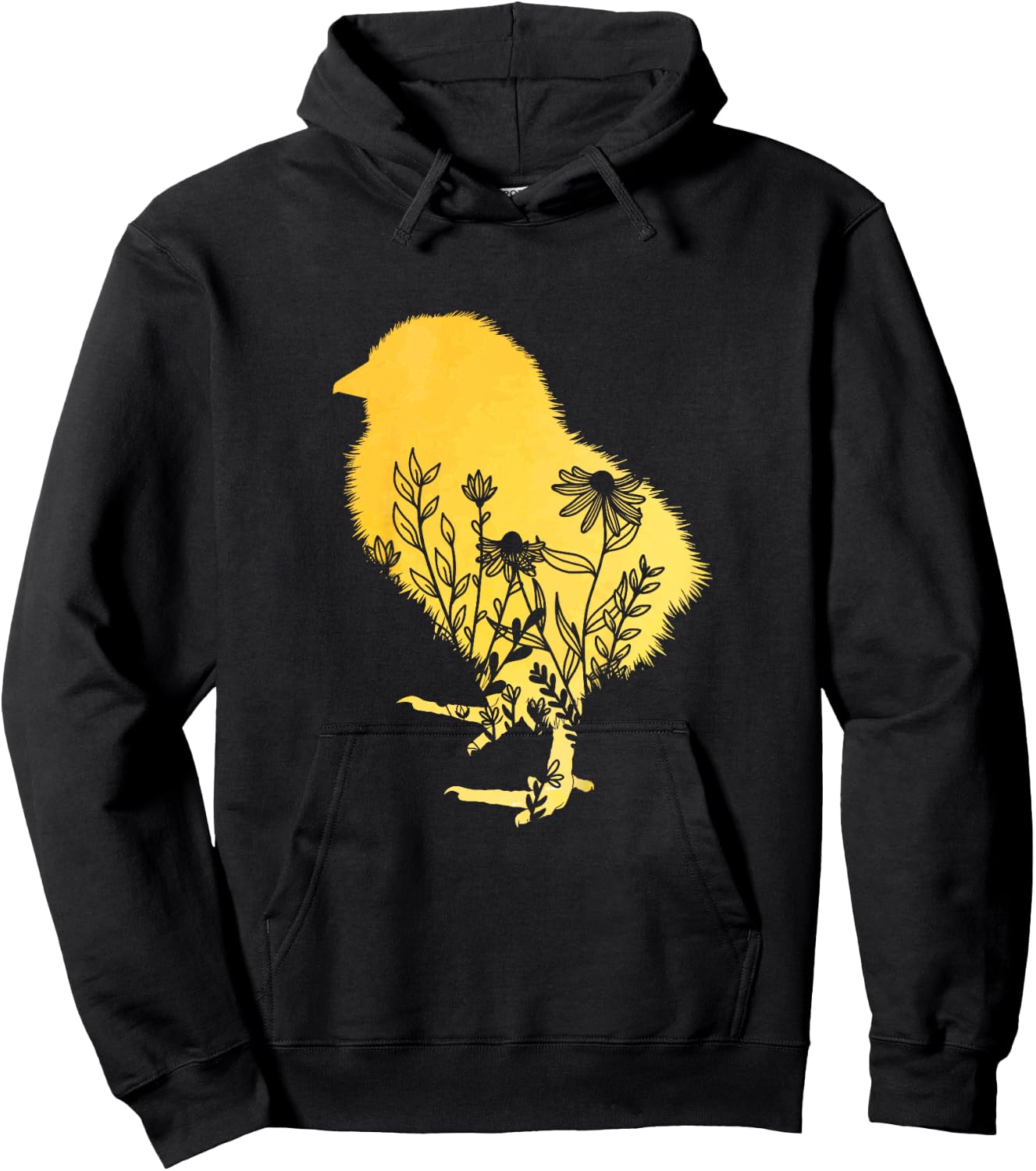 Kids Girls Chick Floral Toddler Easter Baby Chicken Cute Flower Hoodie - Hoodie | Black
