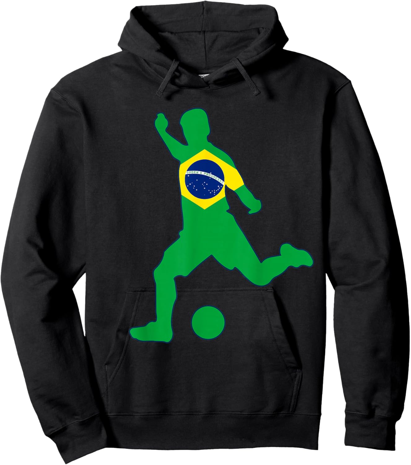 Brazil Flag Soccer Player Brasil Futbol Brazilian Football Hoodie - Hoodie | Black