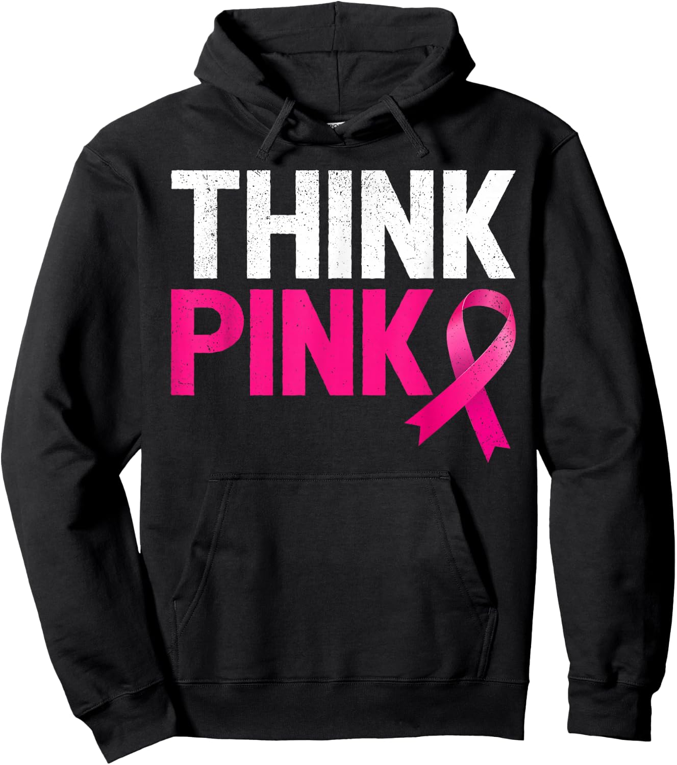 Pink Ribbon Warrior Think Pink Breast Cancer Awareness Hoodie - Hoodie | Black