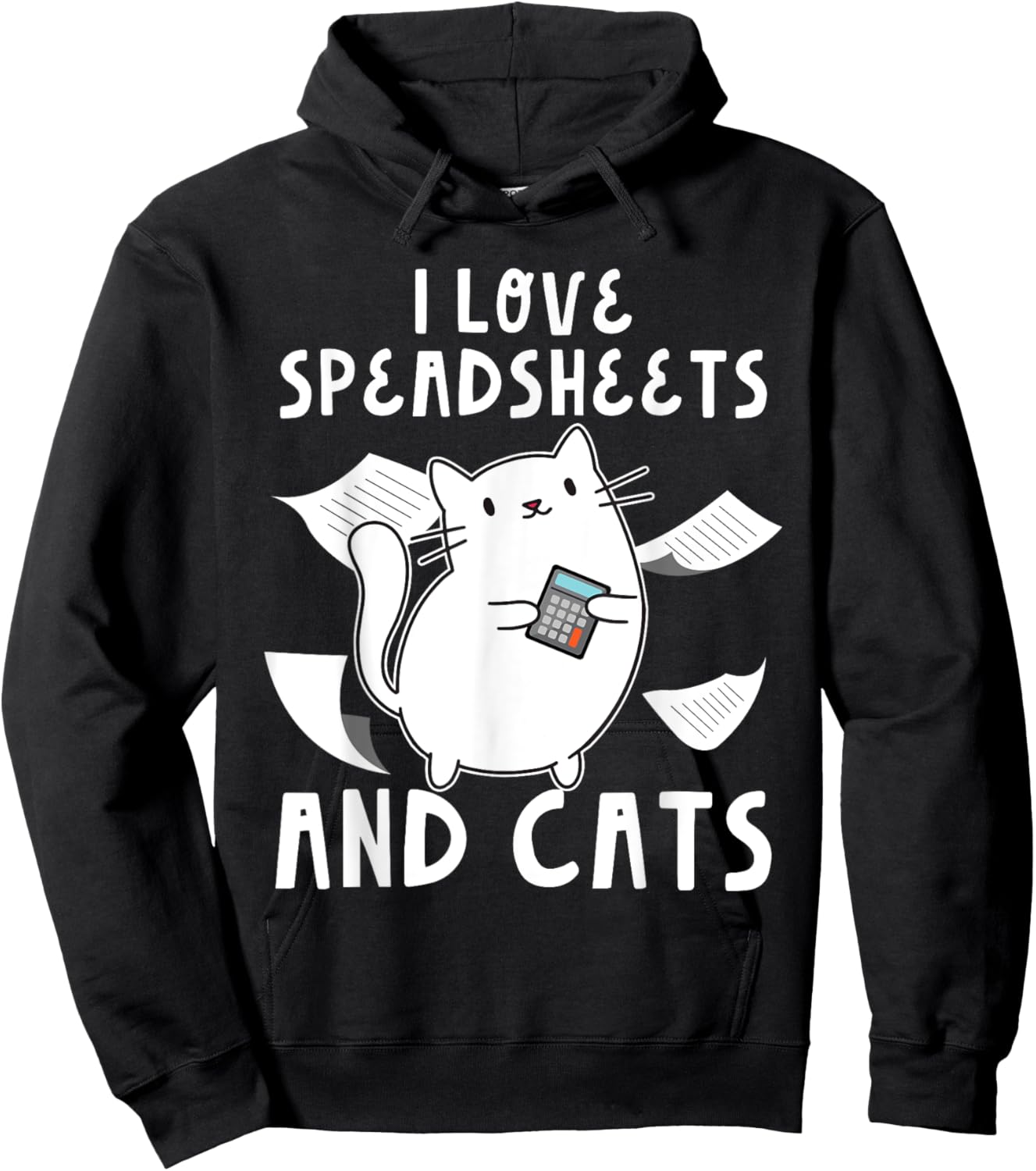 Accountant Bookkeeping Funny I Love Spreadsheets And Cats Hoodie - Hoodie | Black