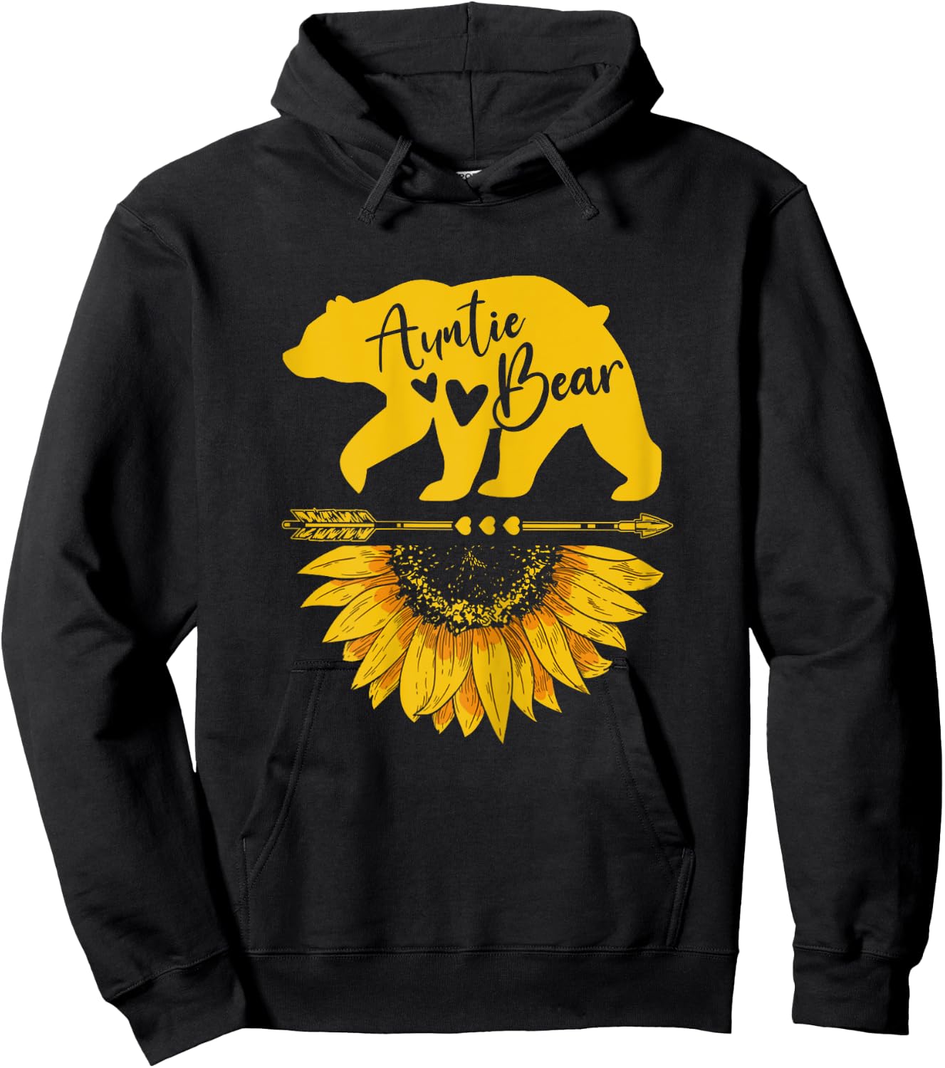 Auntie Bear Sunflower Funny Mothers Day For Mom Aunt Grandma Hoodie - Hoodie | Black