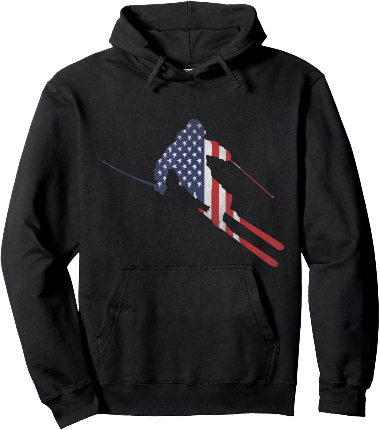American Flag Skiing Outfit for US Skiers & Ski Run Winter Kids Men Hoodie - Hoodie | Black