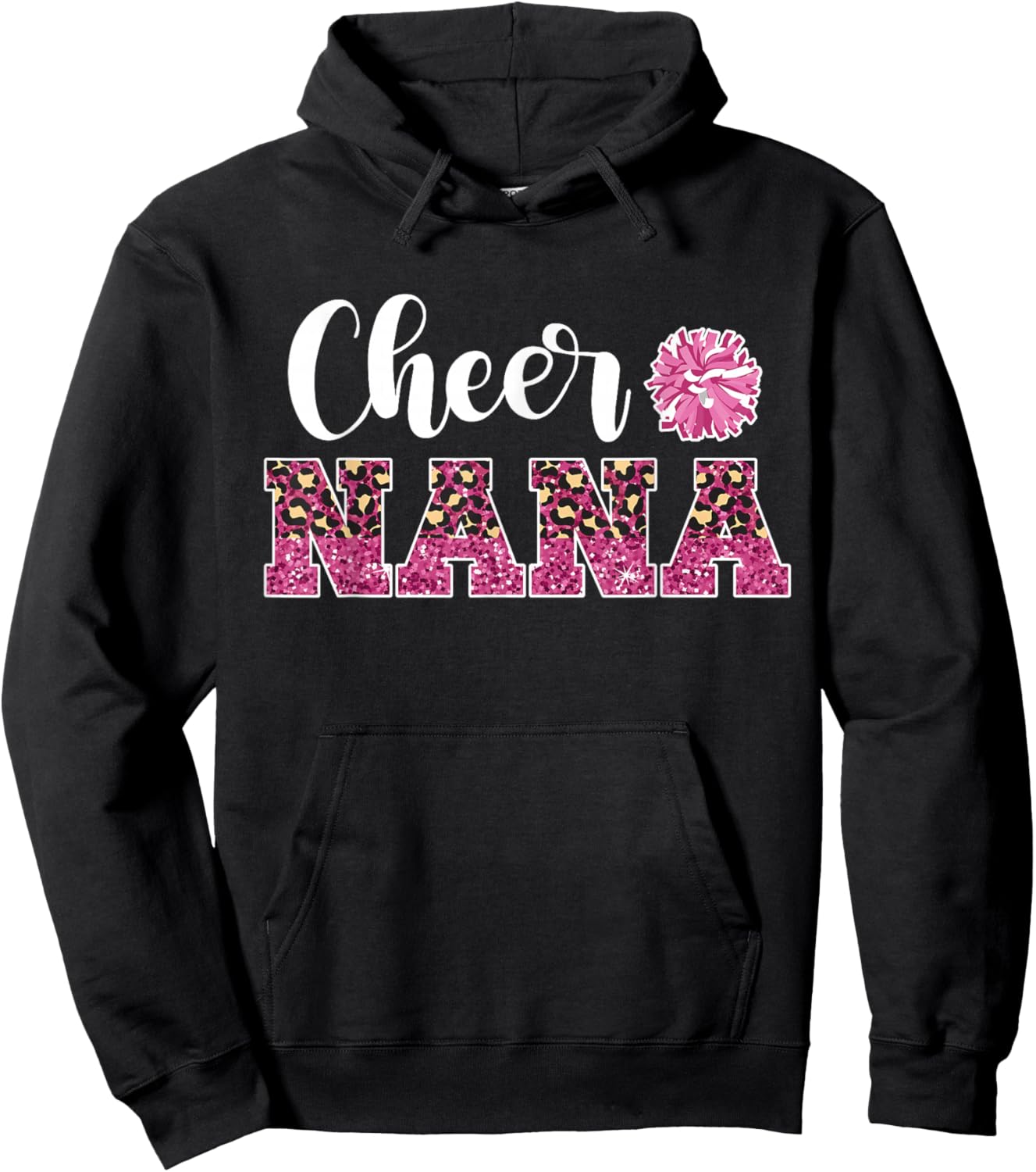 Cute Cheer Nana Of A Cheerleader Nana Grandma Hoodie - Hoodie | Black