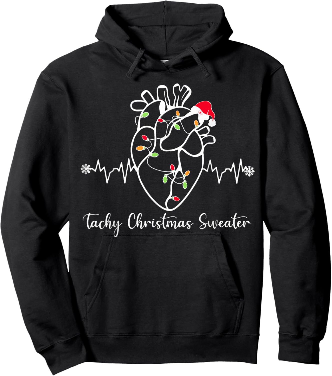 Tachy Christmas Sweater Anatomy Heart Cardiac Nurse Xmas Hoodie - Hoodie | Black