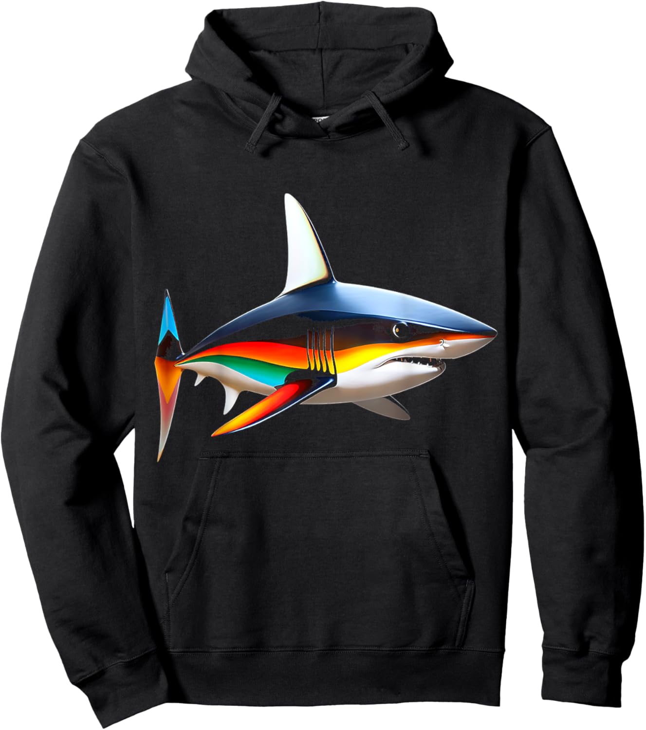 Shark Colorful Art Animal Love Illustration Graphic Shark Hoodie - Hoodie | Black
