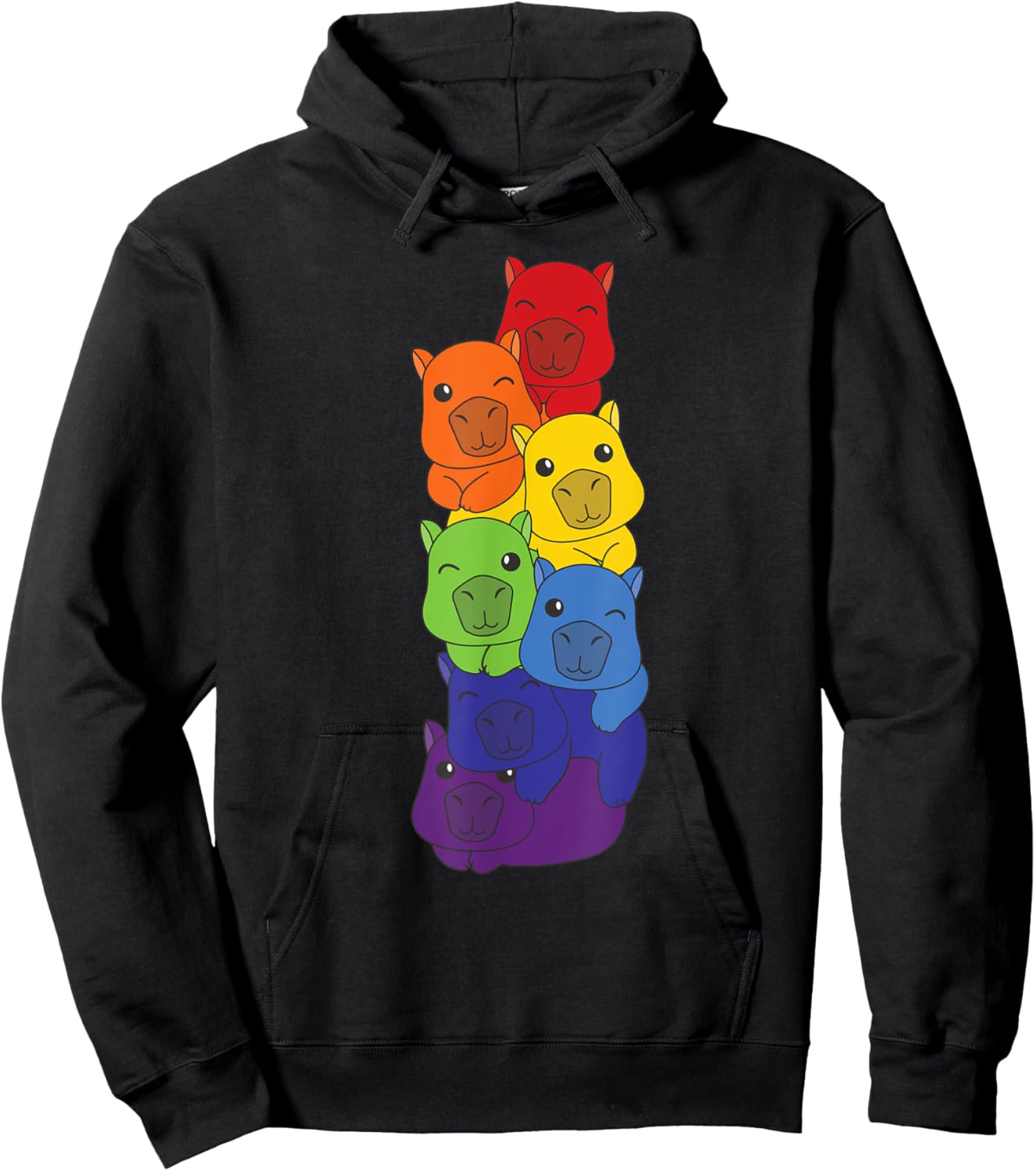Rainbow Capybaras Cute Animals Colorful Capybara Hoodie - Hoodie | Black