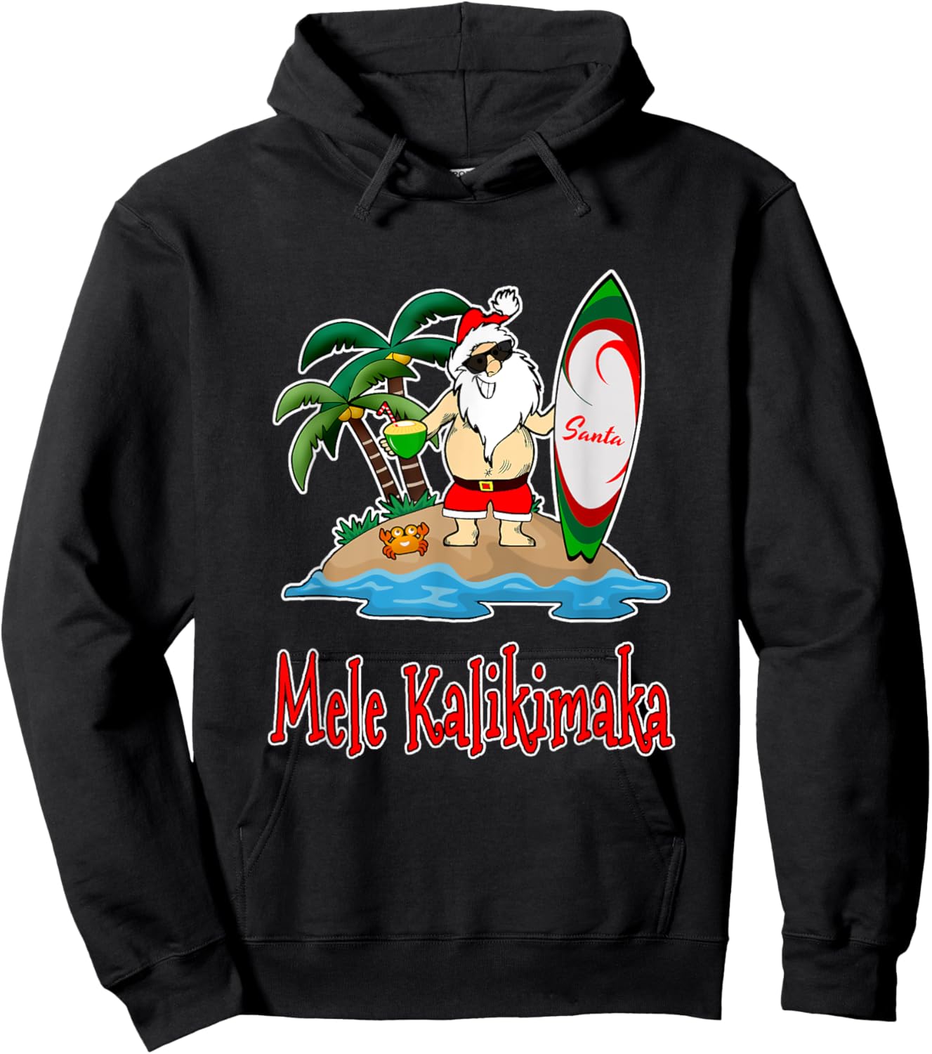 Mele Kalikimaka - Island Christmas Santa Hoodie - Hoodie | Black