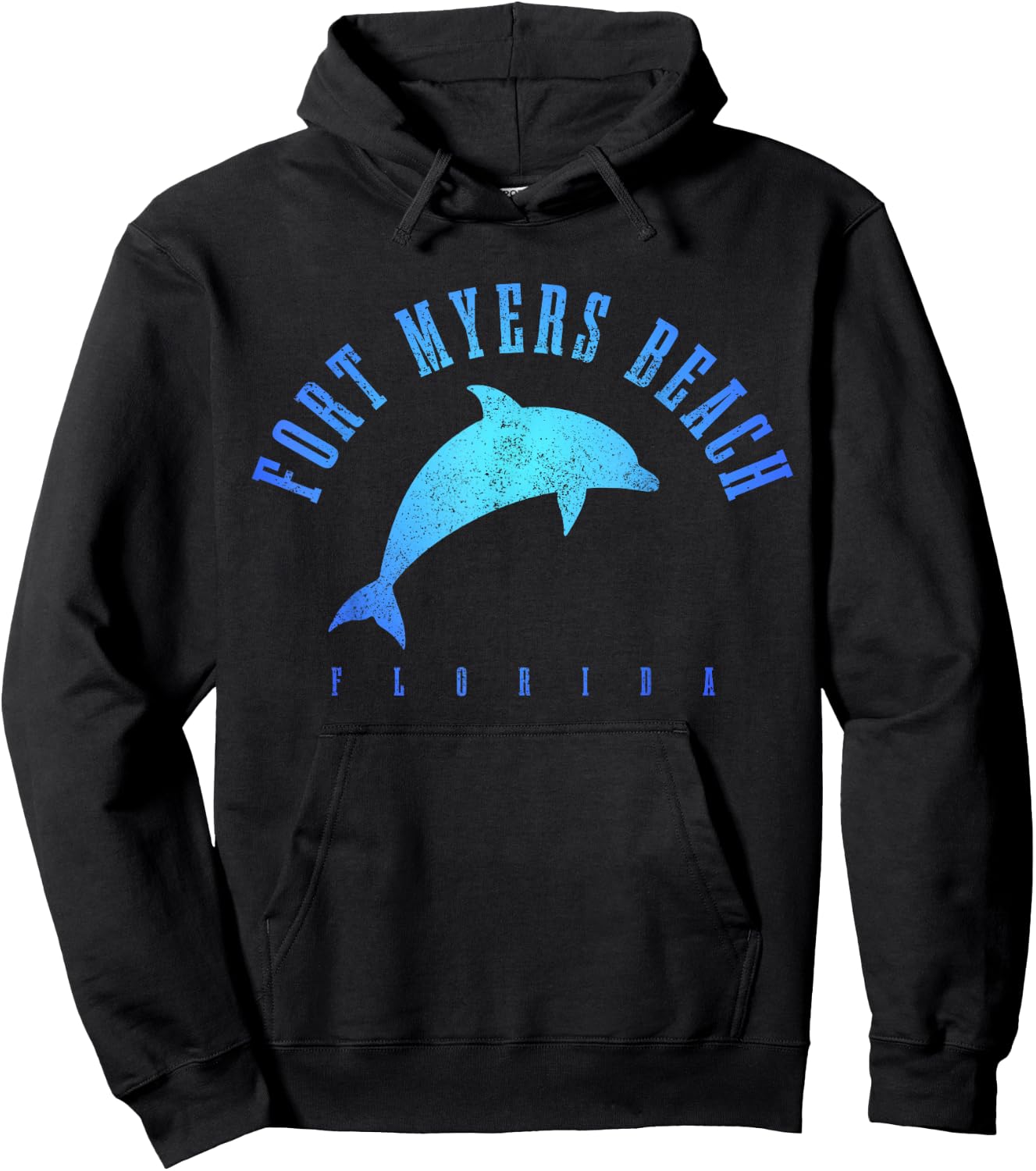 Fort Myers Beach Florida FL Vintage Dolphin Vacation Hoodie - Hoodie | Black