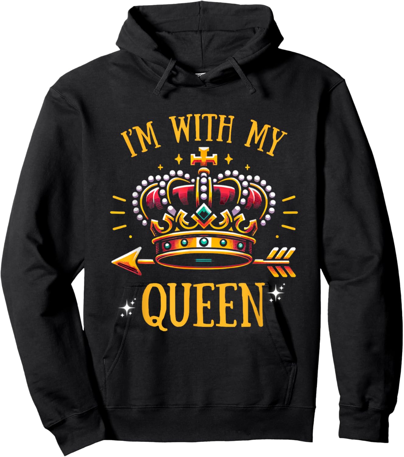 Matching Queen King Couple Shirts, I'm with My Queen Hoodie - Hoodie | Black