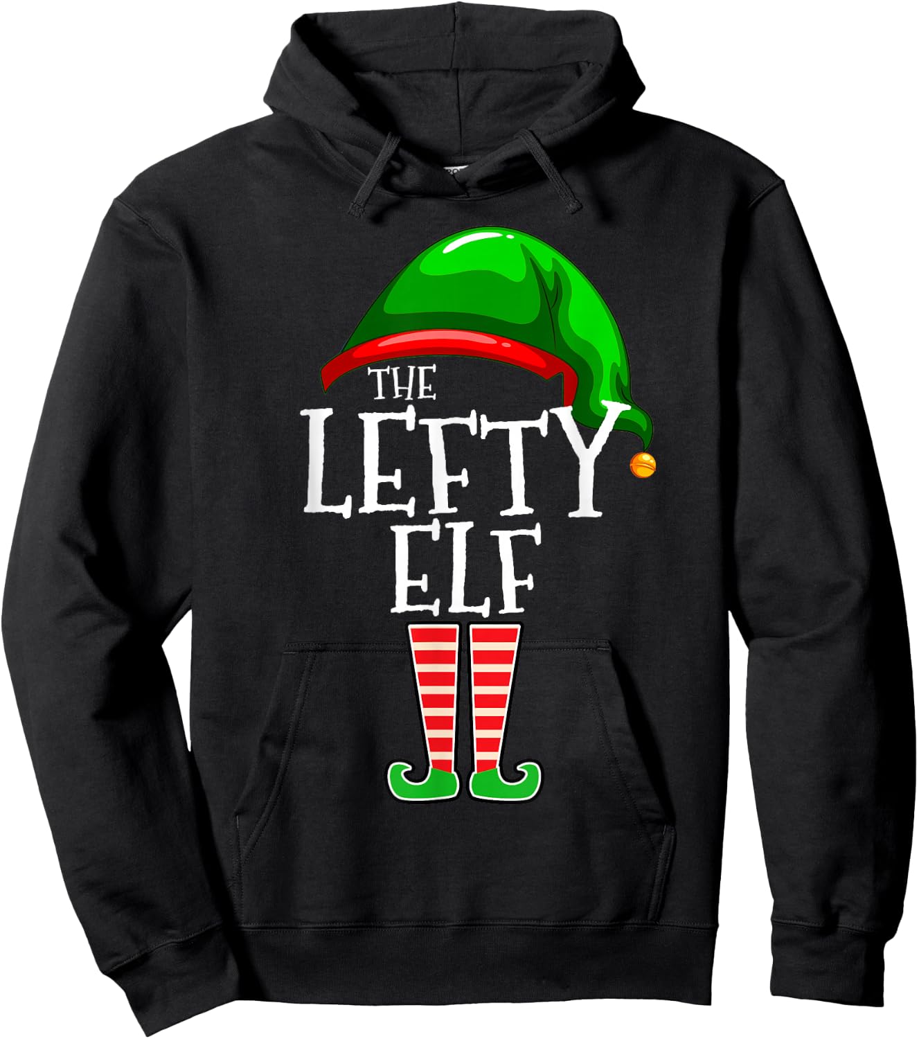 The Lefty Elf Family Matching Group Christmas Gift Hoodie - Hoodie | Black