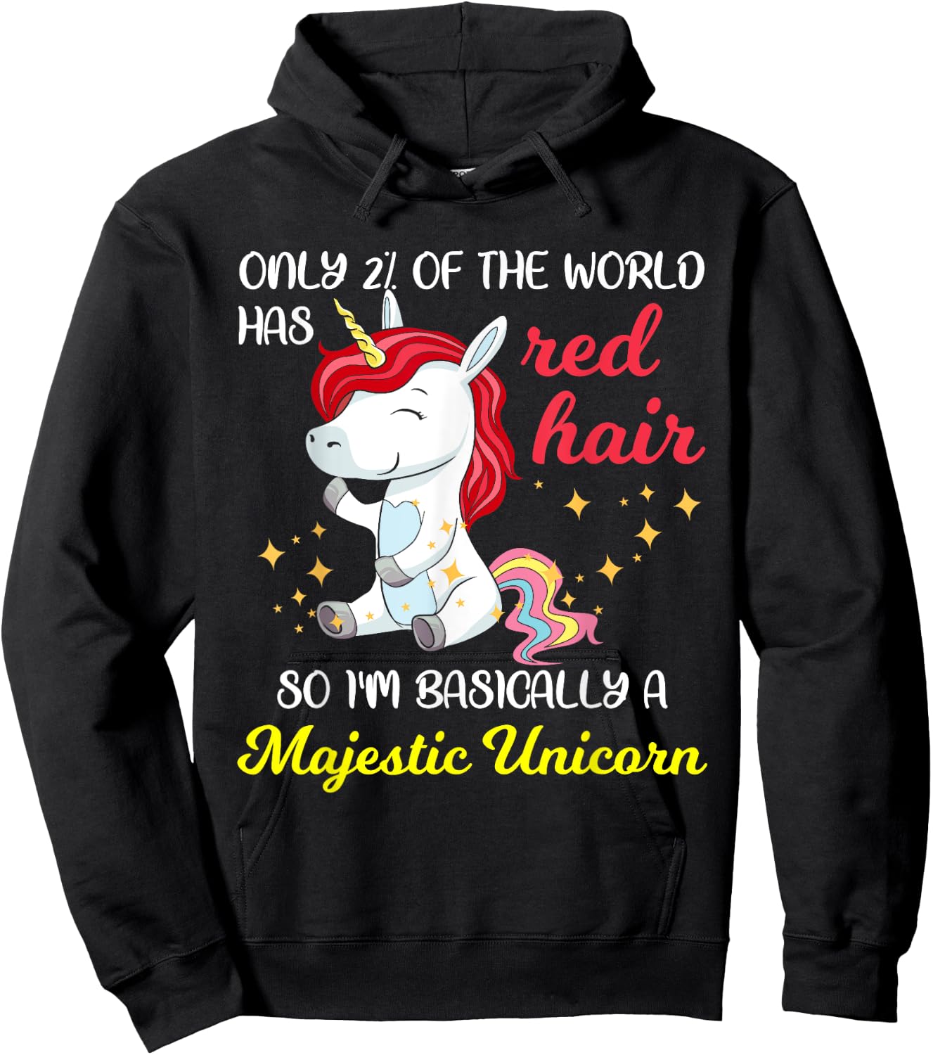 Red Hair Majestic Unicorn Funny Ginger Head Pride Hoodie - Hoodie | Black