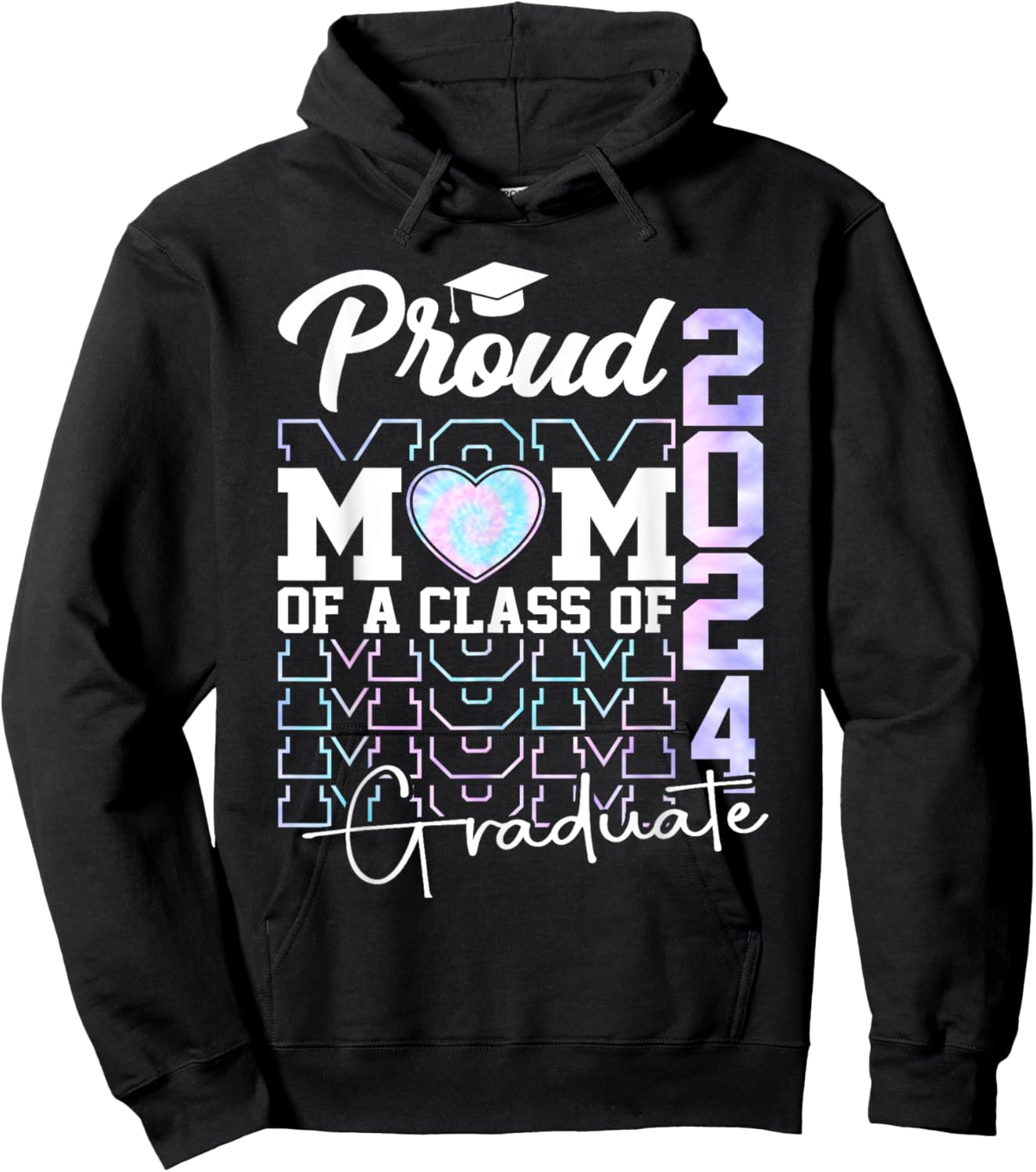 Proud Mom Of A Class Of 2024 Graduate Senior 24 Graduation Hoodie - Hoodie | Black