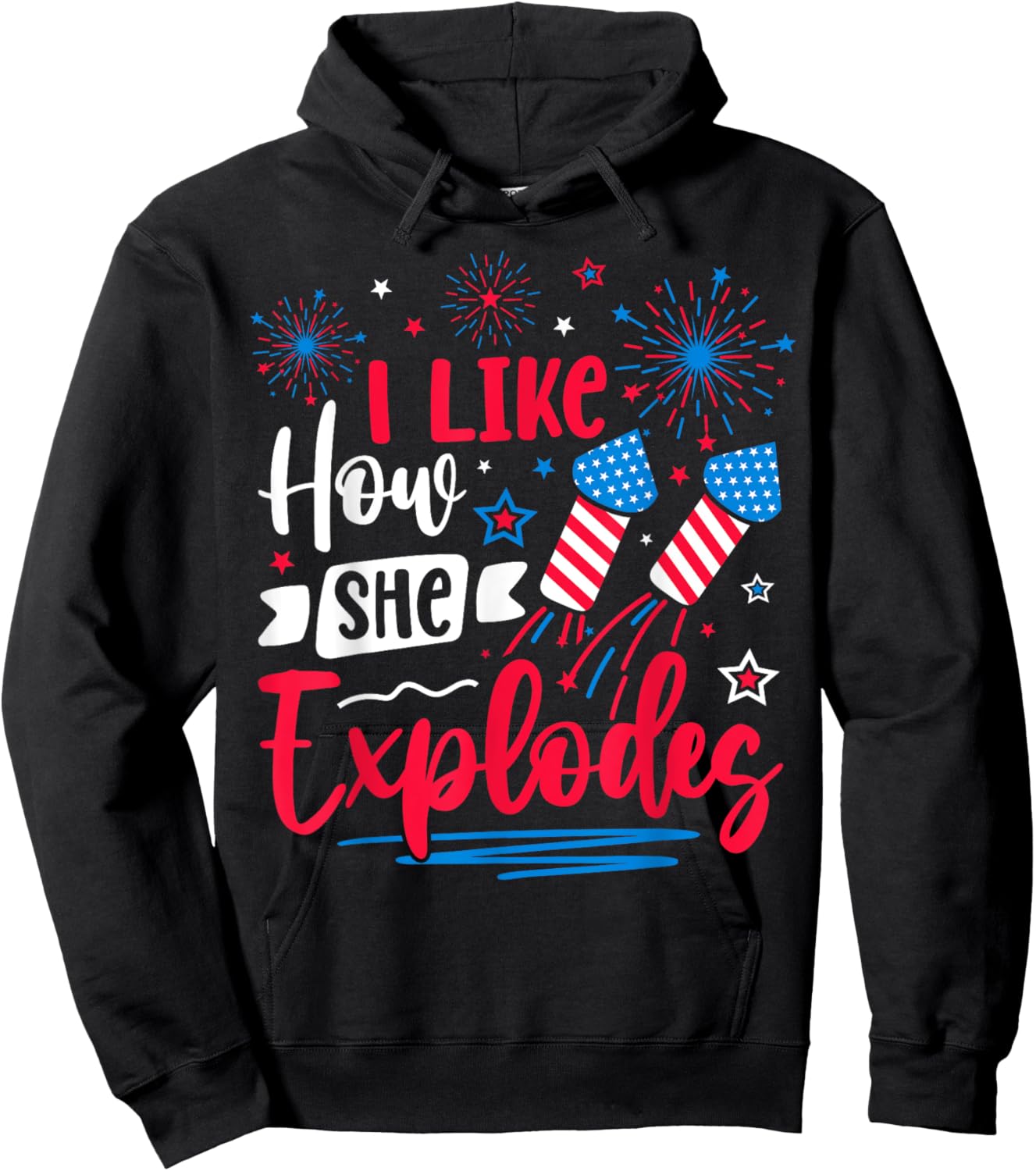 I Like How She Explodes Fireworks Funny Couple 4th Of July Hoodie - Hoodie | Black