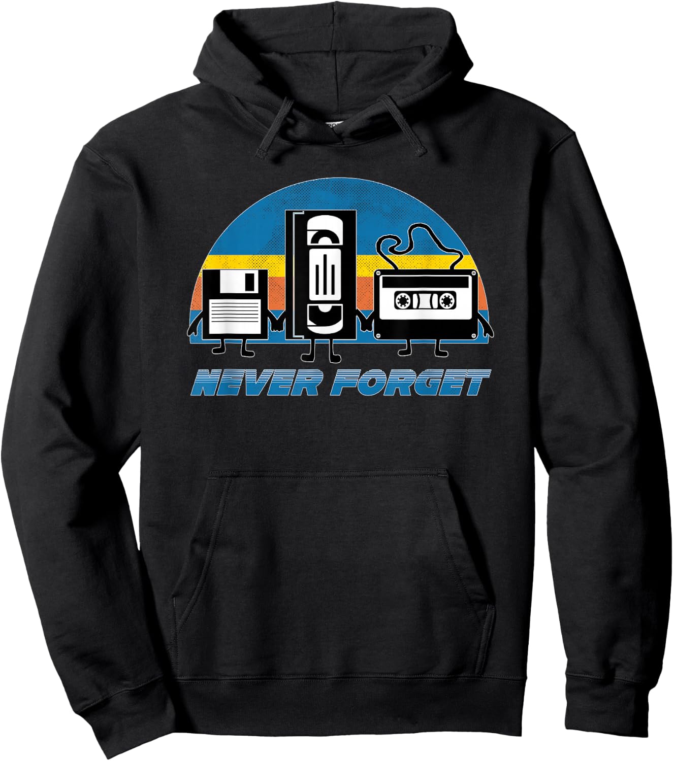 Never Forget Funny Retro Vintage VHS Cassette Floppy Disk Hoodie - Hoodie | Black