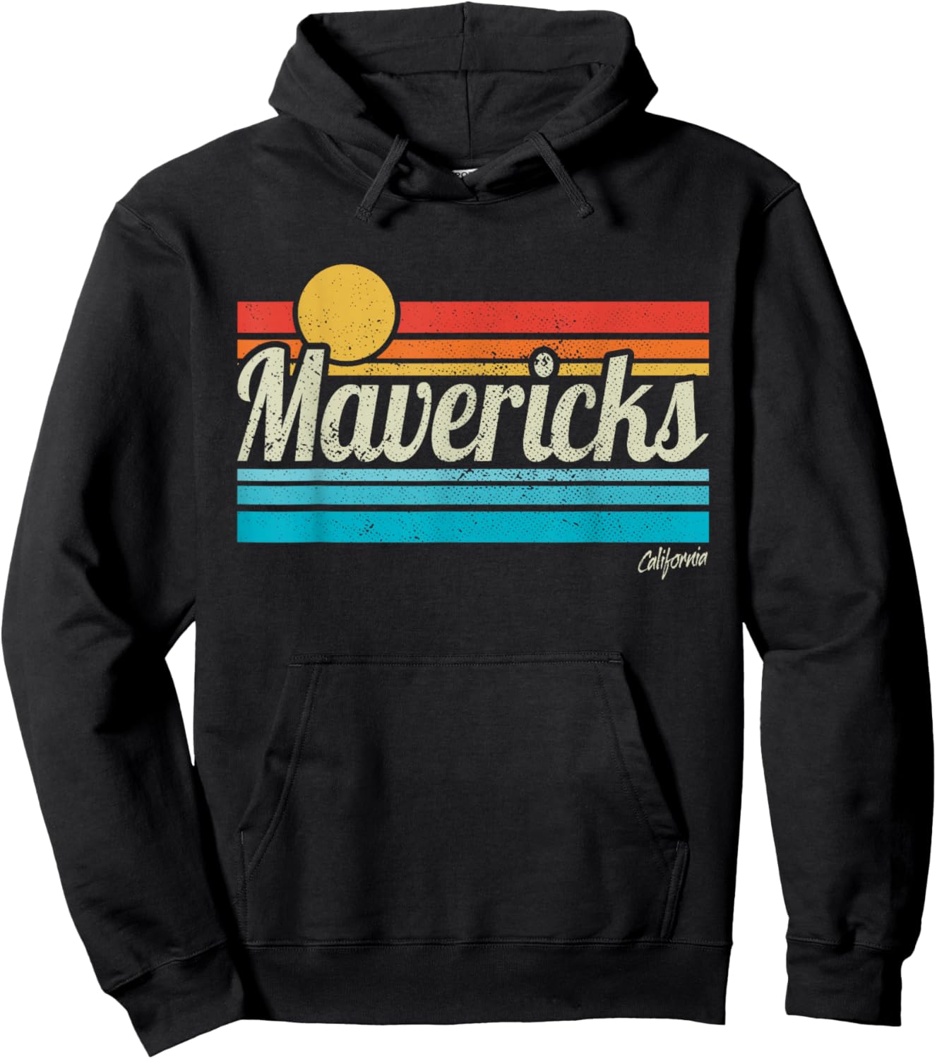 Mavericks California Retro Sunset Surf Trip I Love Surfing Hoodie - Hoodie | Black