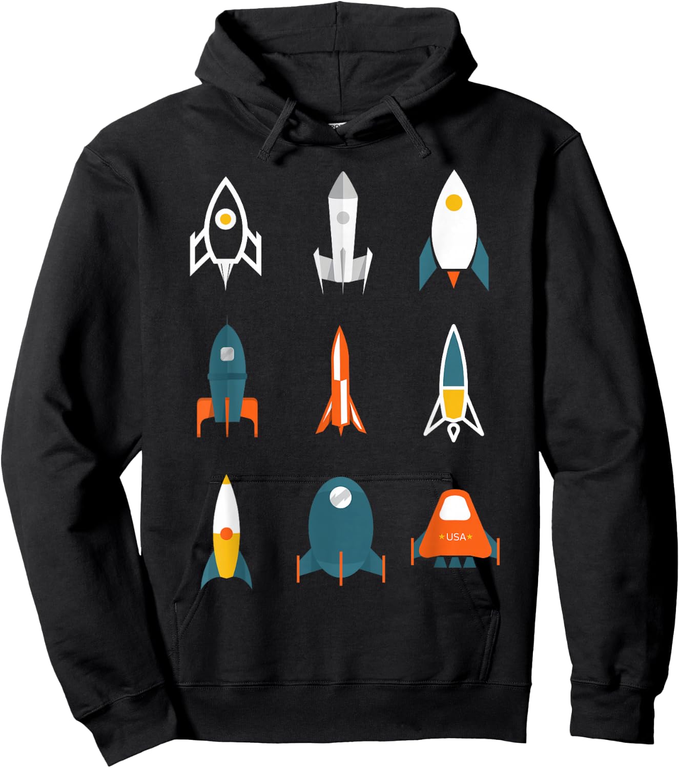 Types of Space Rockets Astronaut Gift Shirt for Kids, Boys Hoodie - Hoodie | Black