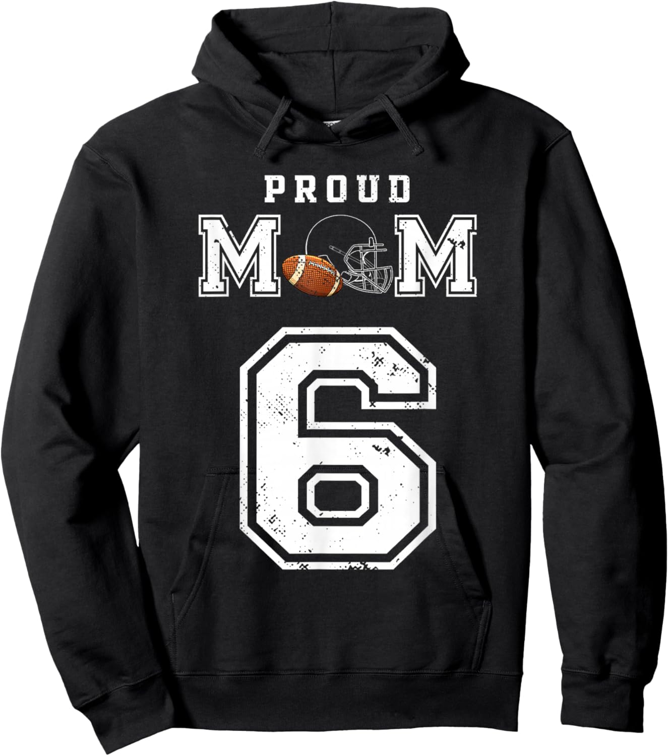 Custom Proud Football Mom Number 6 Personalized Hoodie - Hoodie | Black