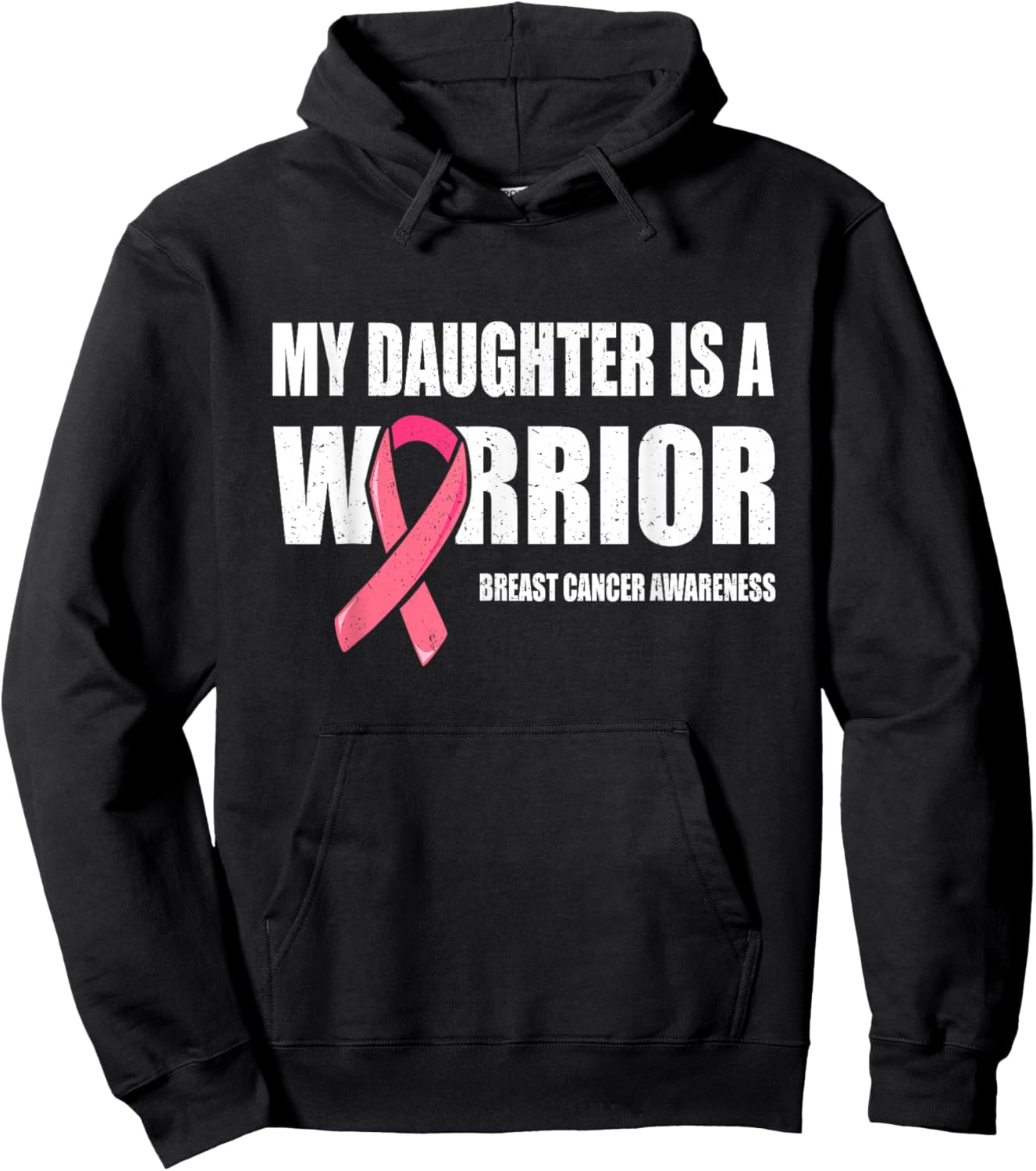 My Daughter Is A Warrior, Breast Cancer Daughter Pink Ribbon Hoodie - Hoodie | Black