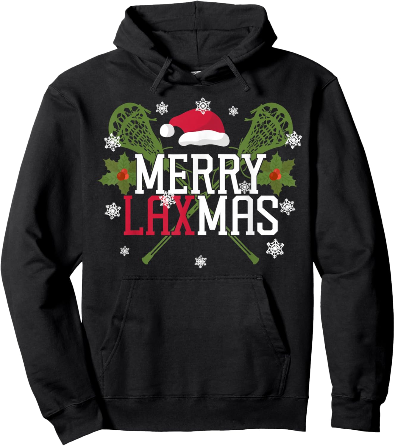 Lacrosse Lax Christmas Merry Lax-Mas Hoodie - Hoodie | Black