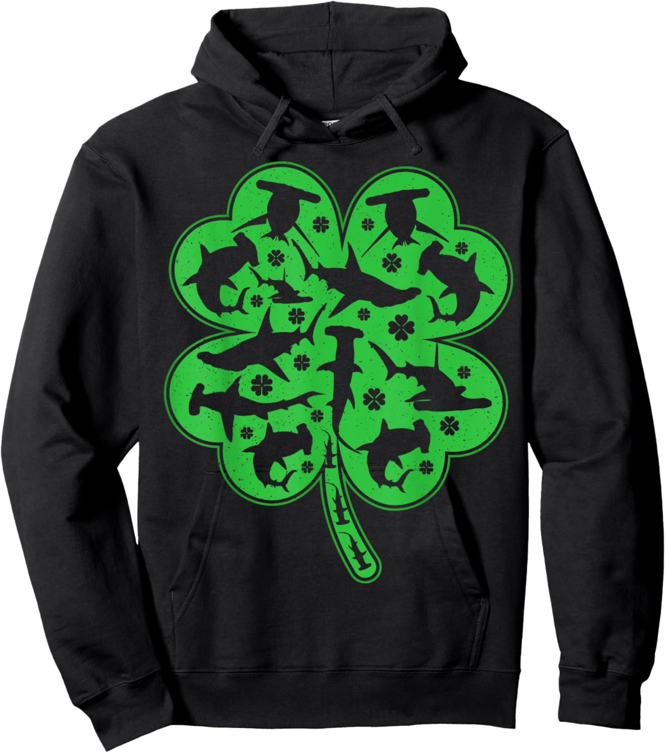 Irish Shamrock Leaf Hammerhead Shark St. Patrick's Day Hoodie - Hoodie | Black