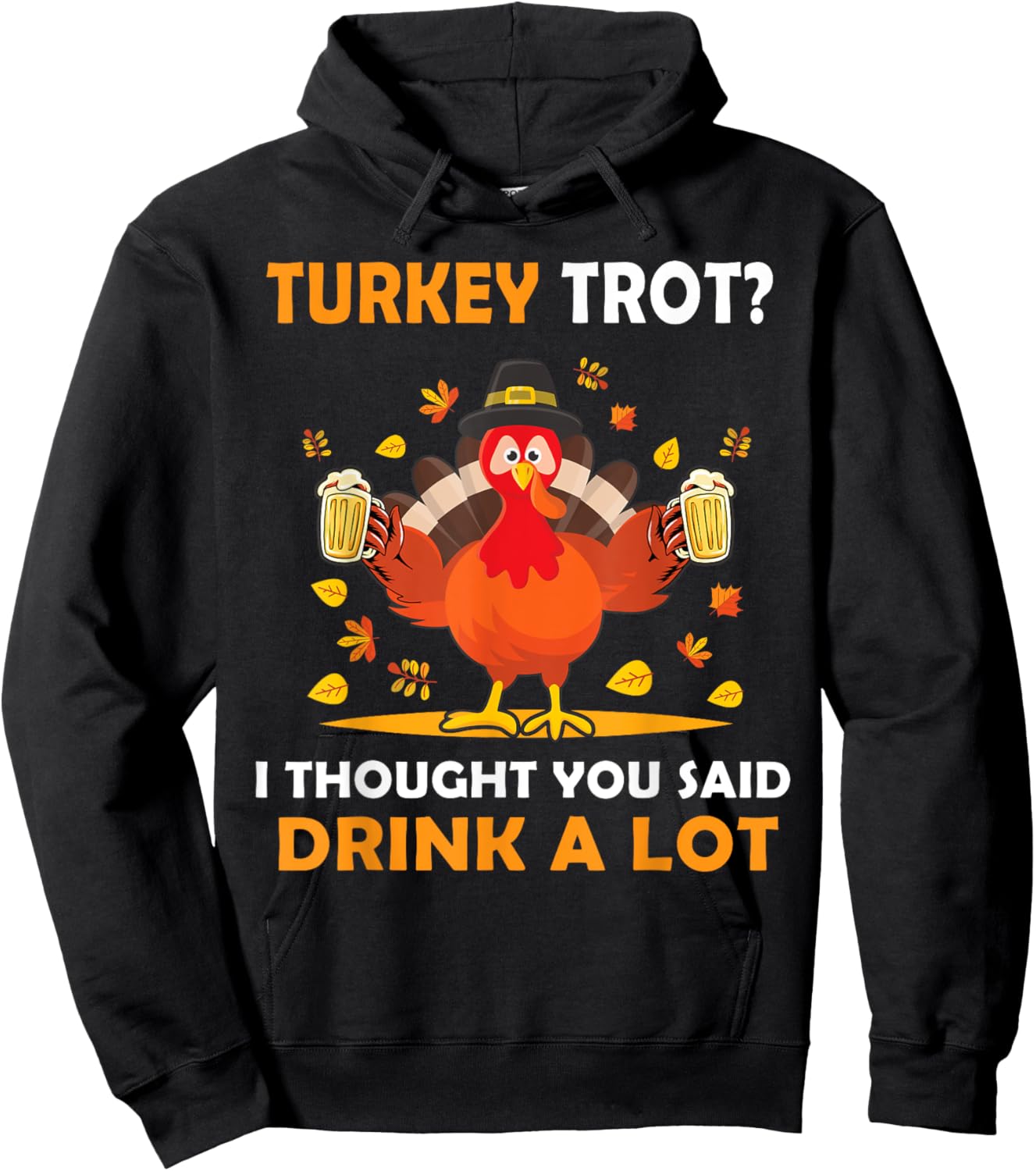 Turkey Trot Squad Running Drinking Matching Thanksgiving Hoodie - Hoodie | Black
