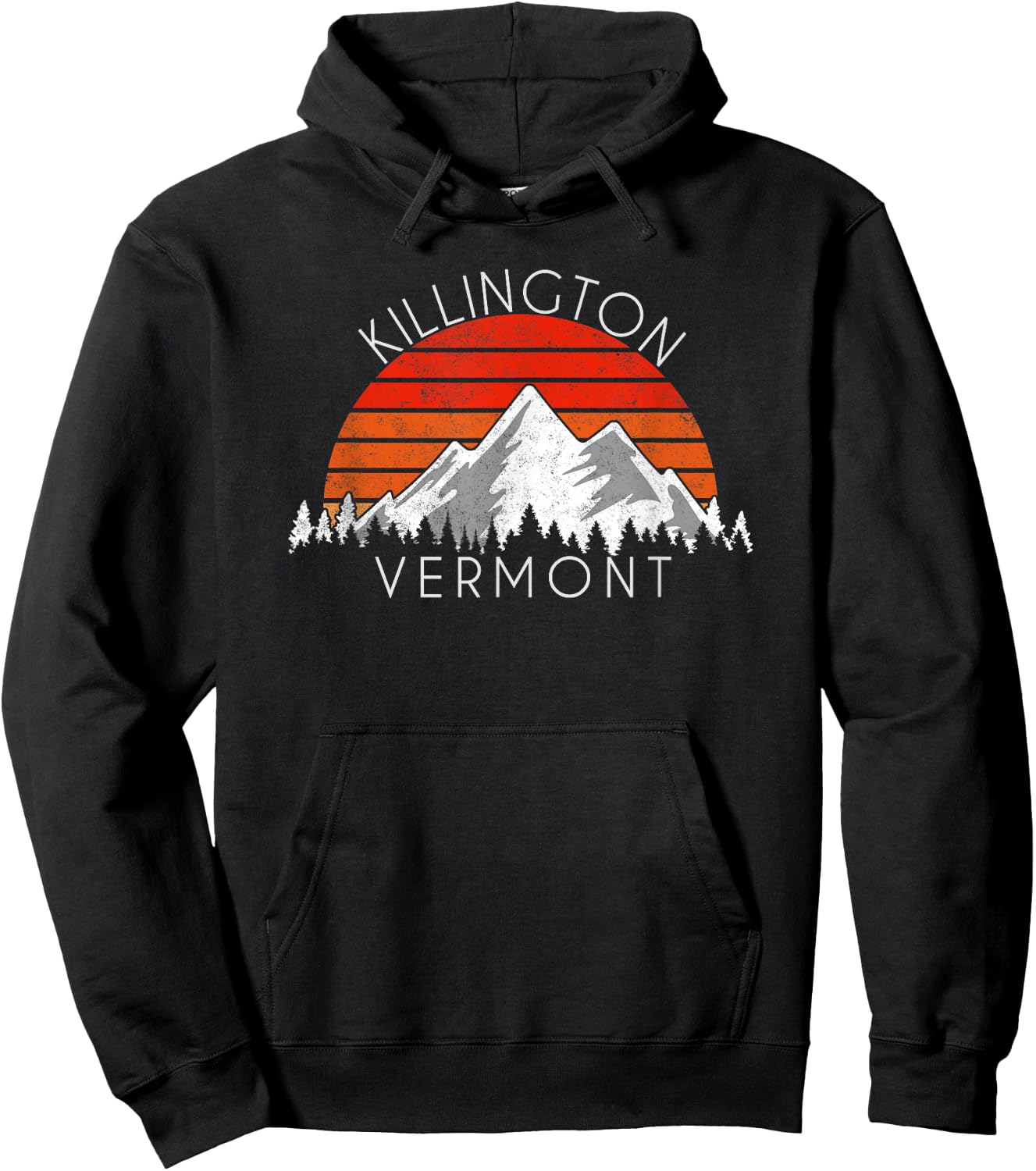 Retro Vintage Killington, Vermont Distressed Hoodie - Hoodie | Black