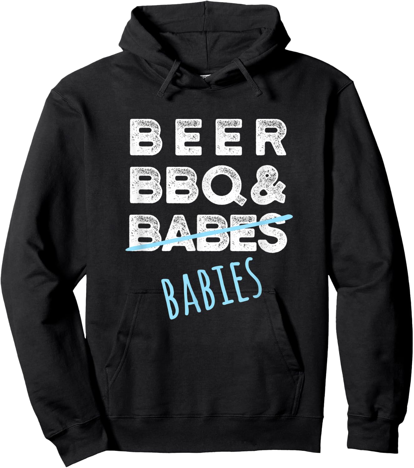 Beer, BBQ, Babes, Babies Funny Father Pregnancy Announcement Hoodie - Hoodie | Black