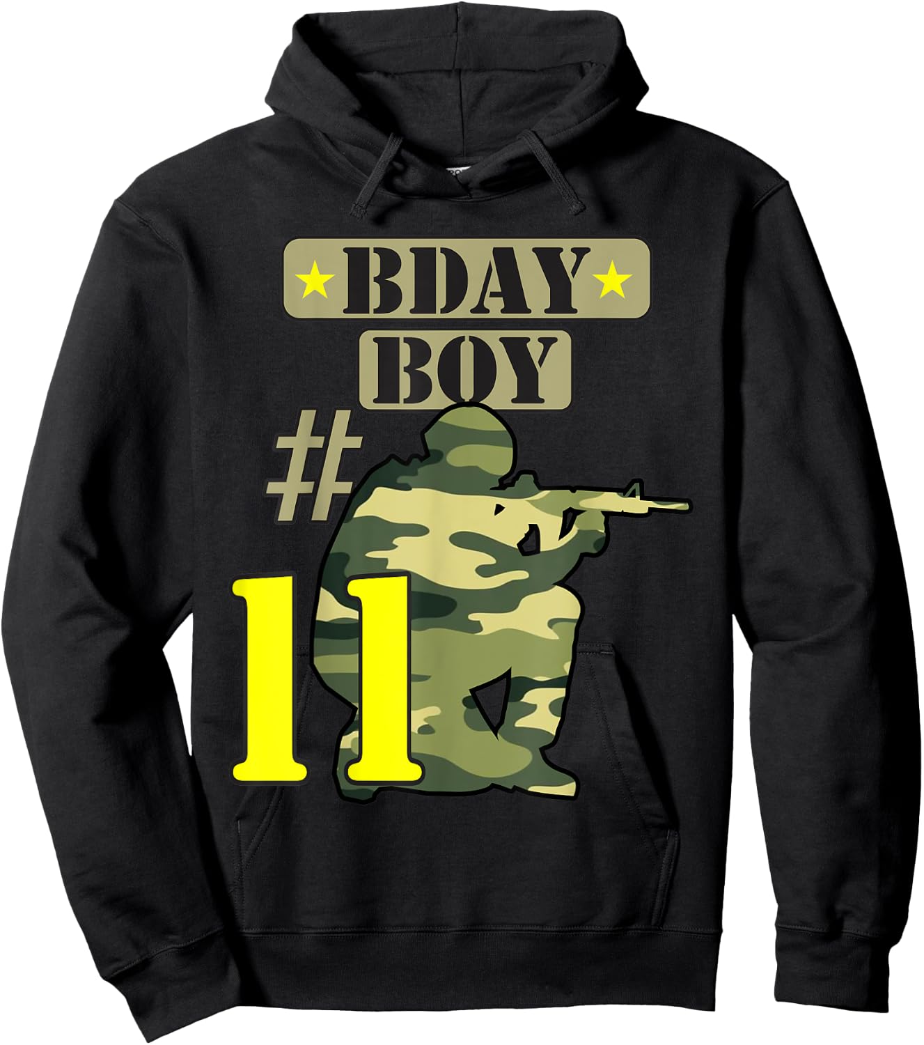 11Th Birthday Boy Camo -Eleven years old -Camouflage Hoodie - Hoodie | Black