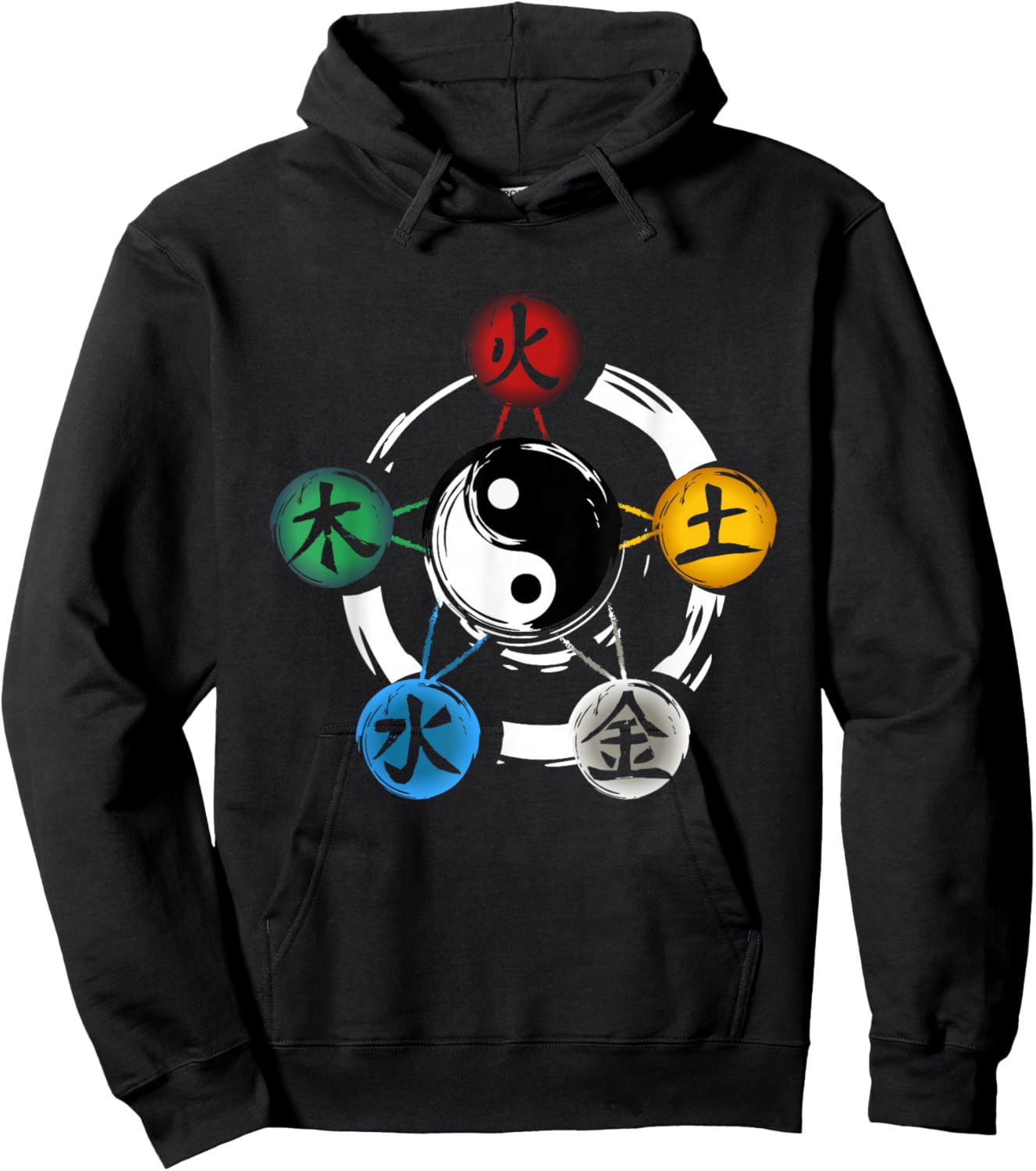 Qigong Five Elements Tai Chi Meditation Ying & Yang Hoodie - Hoodie | Black
