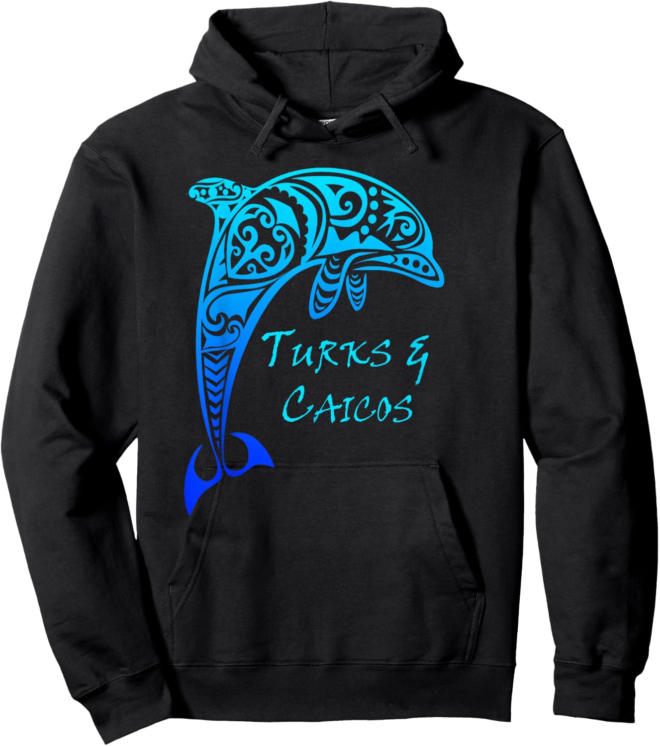 Turks & Caicos Vintage Tribal Dolphin Vacation Hoodie - Hoodie | Black
