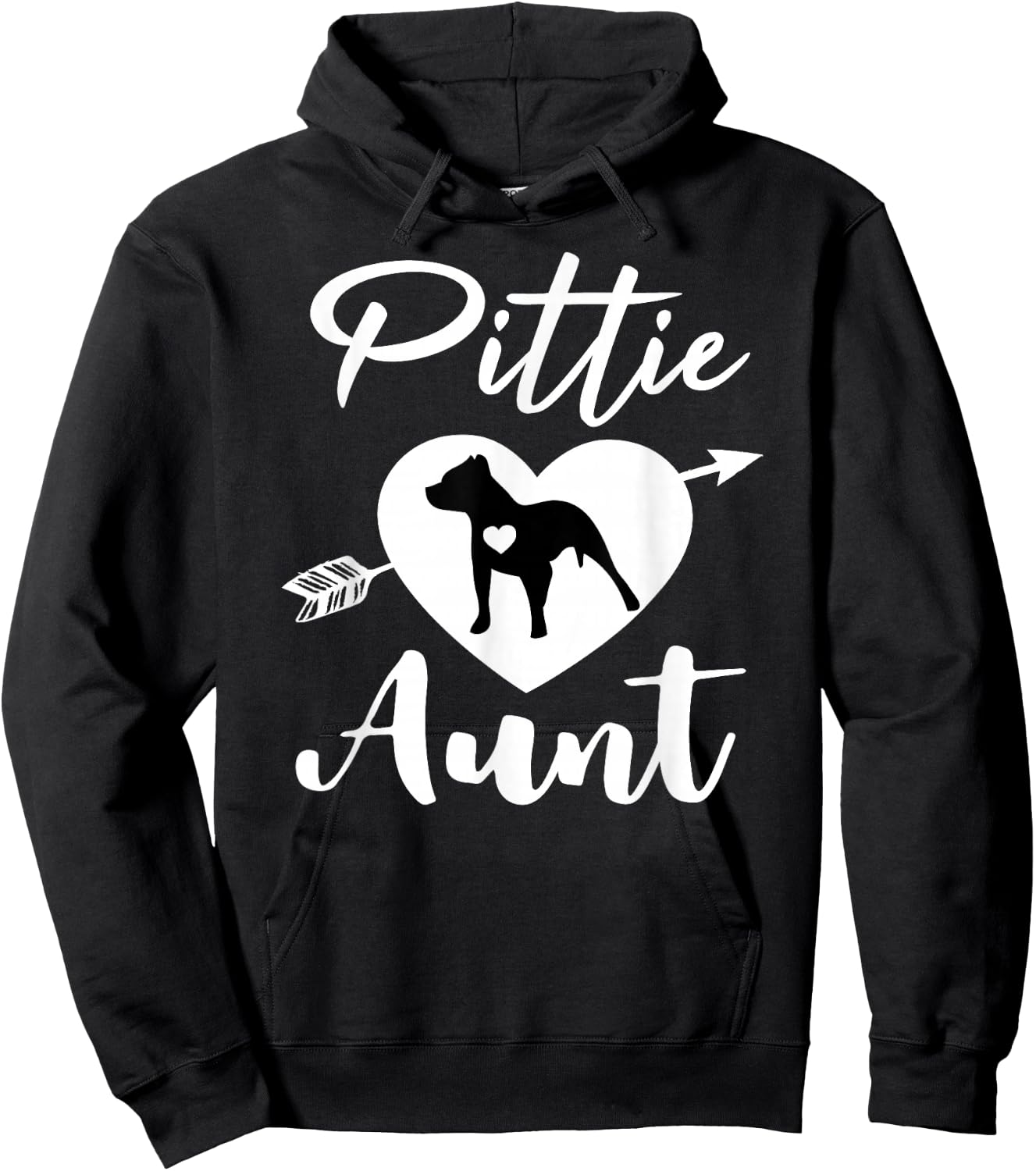Pittie Aunt Cute Pitbull Auntie Heart Love Pit Bull Lover Hoodie - Hoodie | Black
