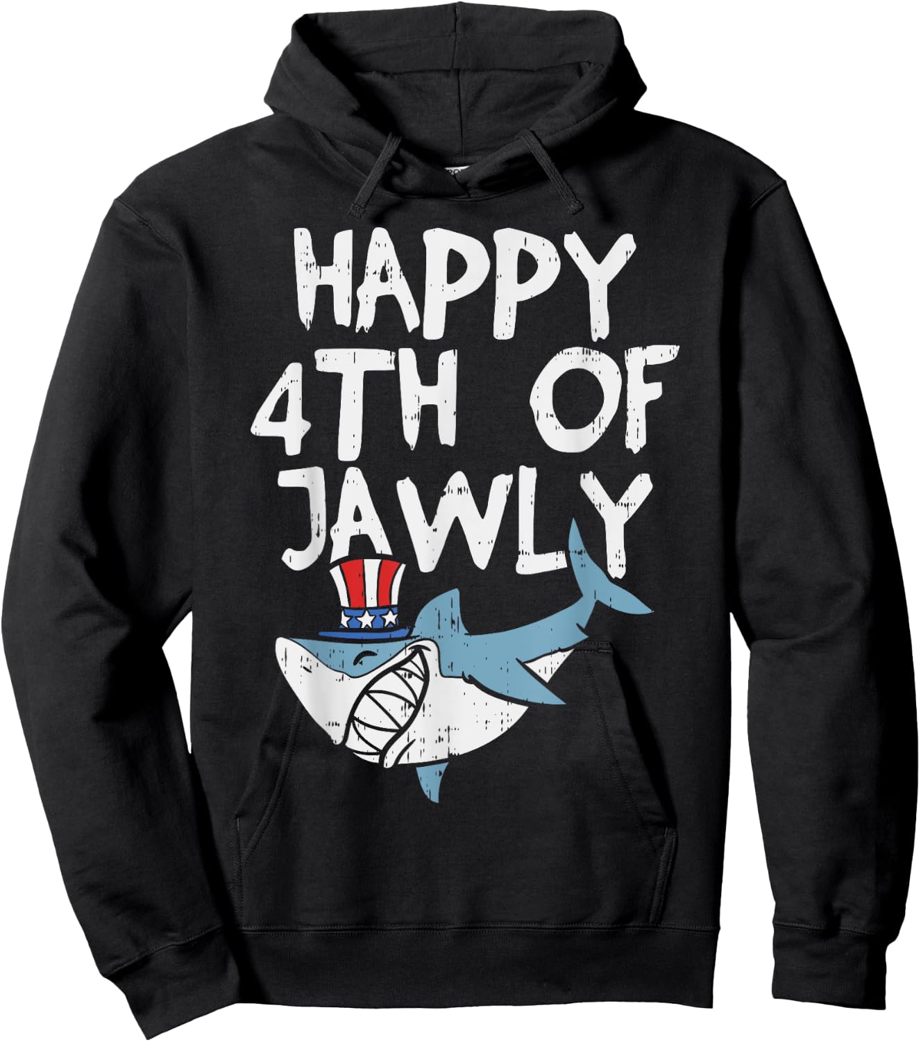 Happy 4th Of Jawly Shark Animal 4th Of July USA Patriot Boy Hoodie - Hoodie | Black