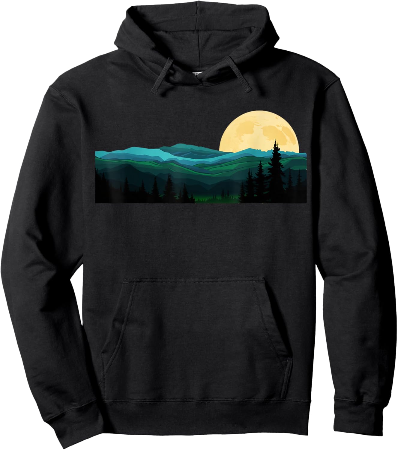 Nature Mountains Adventure Outdoor Wildlife Forest Trees Hoodie - Hoodie | Black