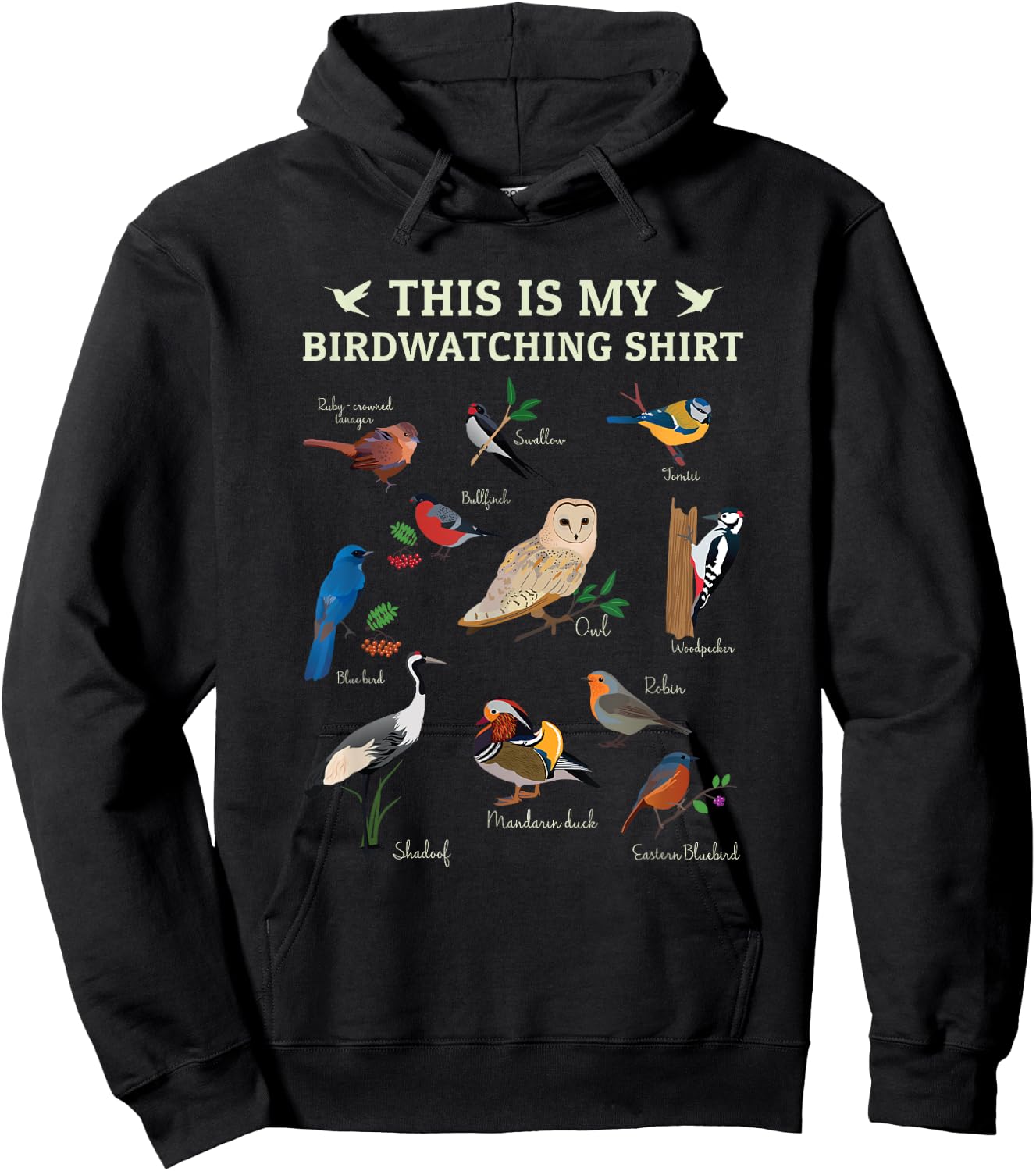 Cool Bird Lover Birdwatching Present Birdwatcher Birder Gift Hoodie - Hoodie | Black