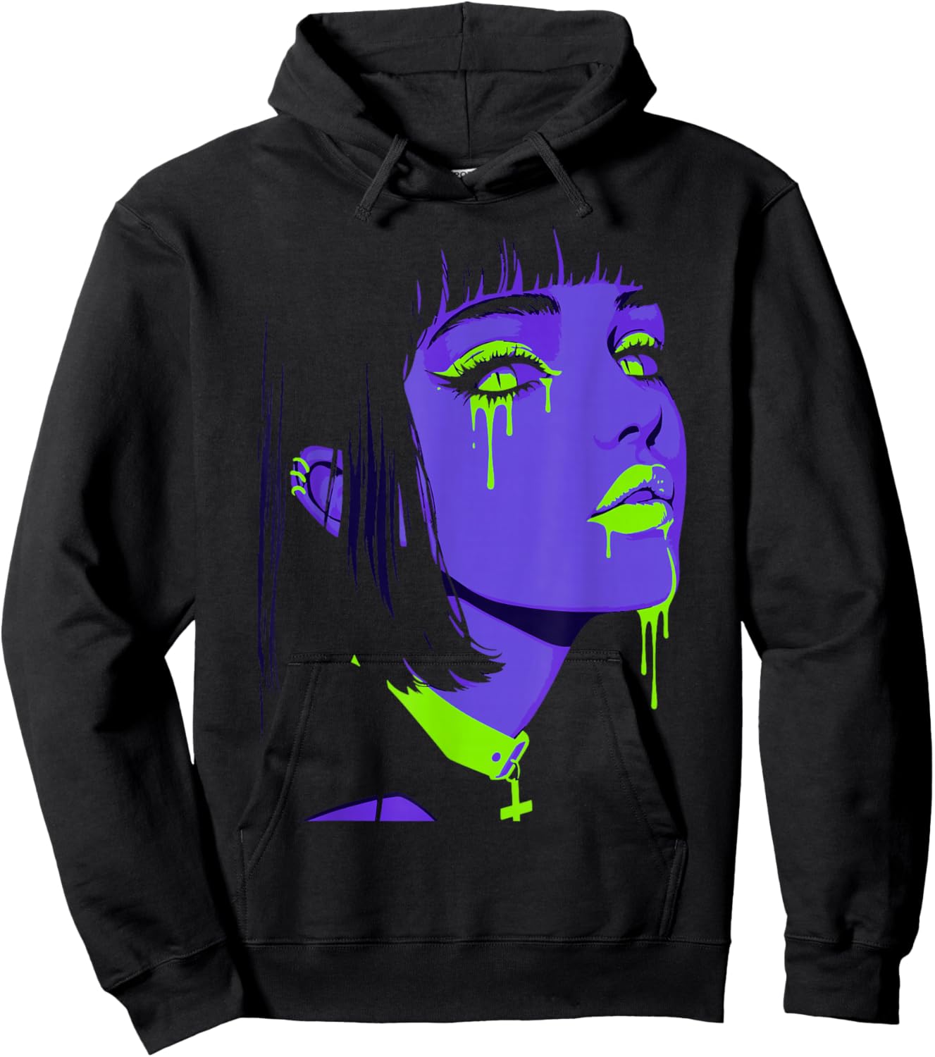 Cybergoth Cybercore Grunge Punk Goth Girl Alt Anime Manga Hoodie - Hoodie | Black