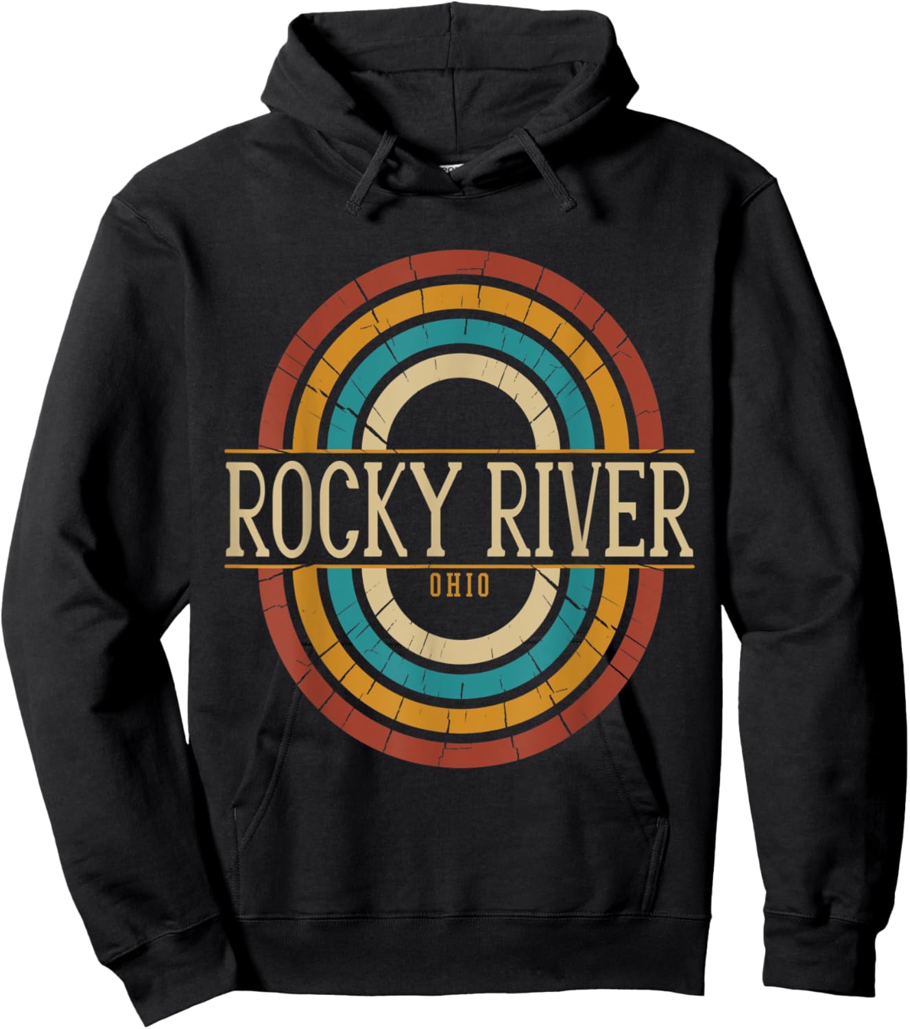 Vintage Retro Rocky River Ohio OH Souvenirs Hoodie - Hoodie | Black