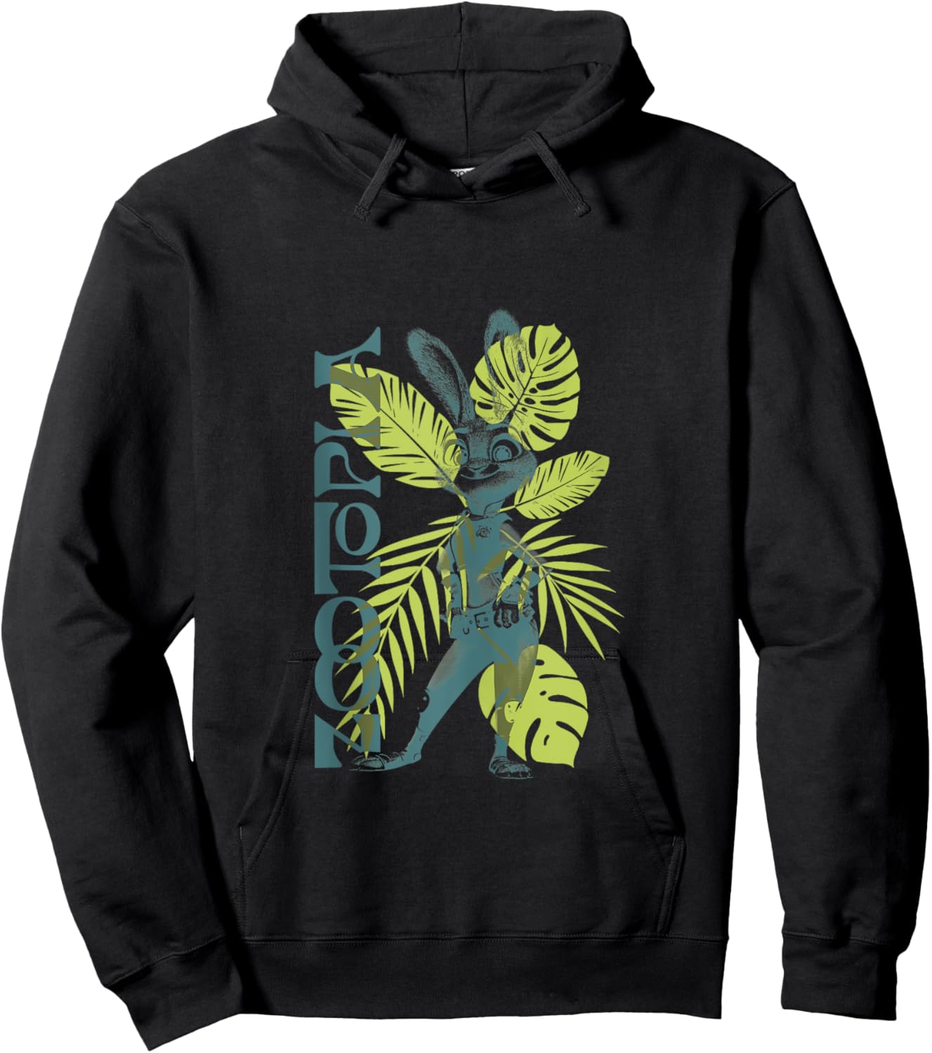 Disney Zootopia Spring Tropical Judy Hopps Leaf Pattern Hoodie - Hoodie | Black