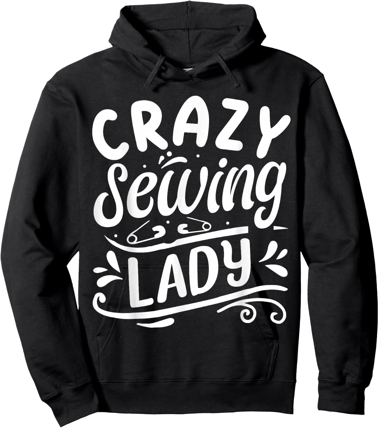 Crazy Sewing Lady Hoodie - Hoodie | Black