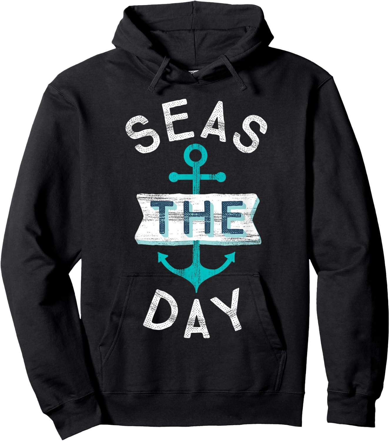 Funny Cruise Shirt Saying Seas Day Teal Nautical Anchor Gift Hoodie - Hoodie | Black